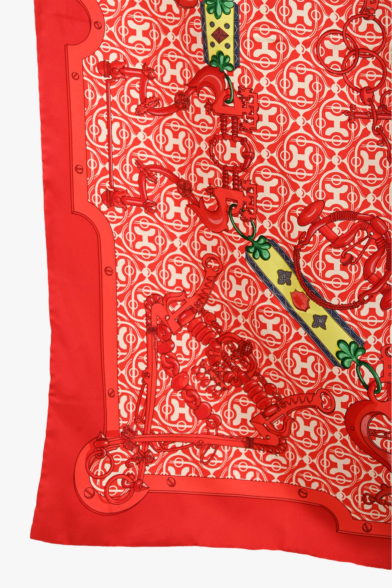 Hermès Red/Multicolour Silk 'Mors et Gourmettes' Scarf 90 - Image 3