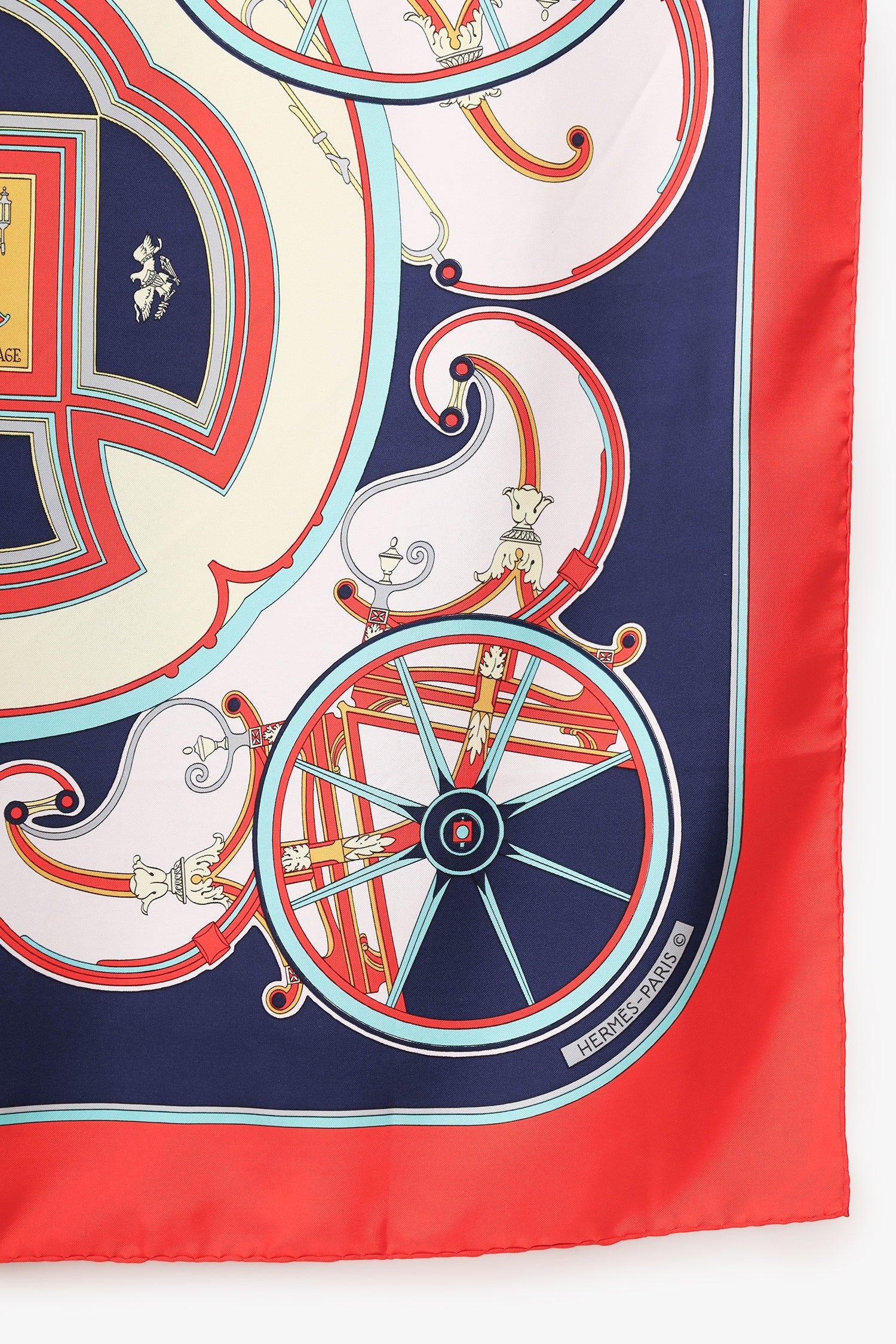 Hermès Red Silk 'Washington's Carriage' Scarf 140cm - Image 2