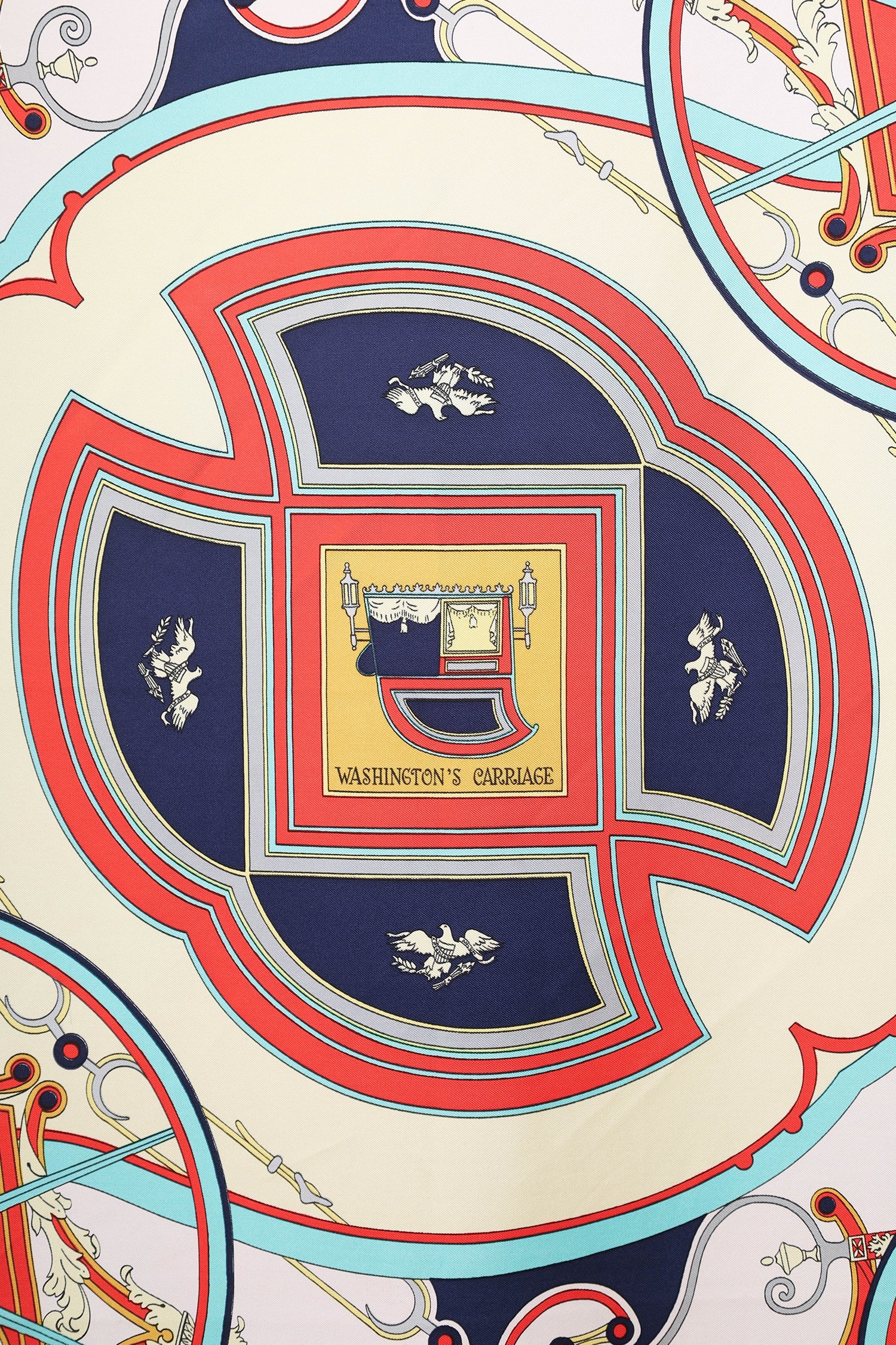 Hermès Red Silk 'Washington's Carriage' Scarf 140cm - Image 3
