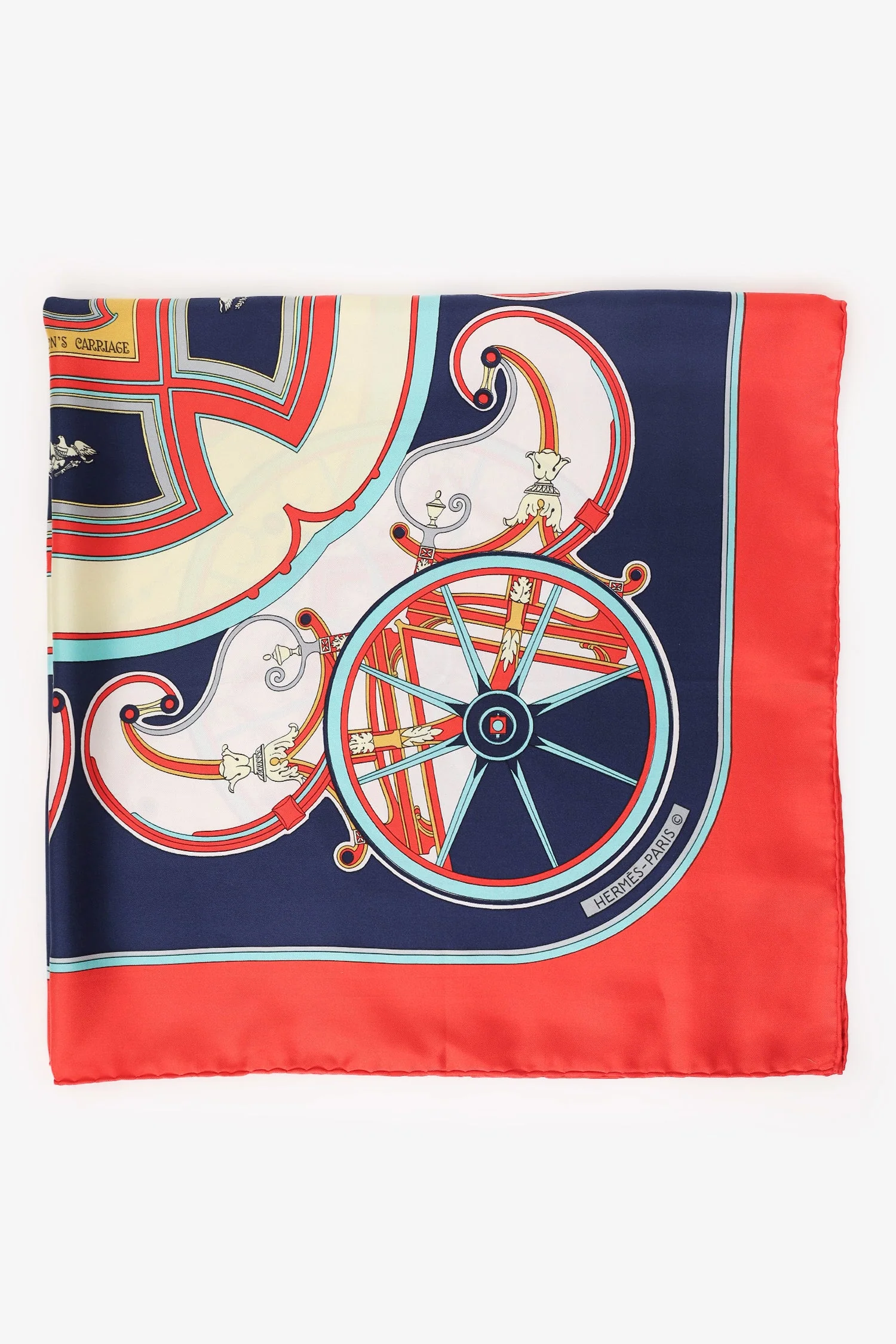 Hermès Red Silk 'Washington's Carriage' Scarf 140cm - Image 5