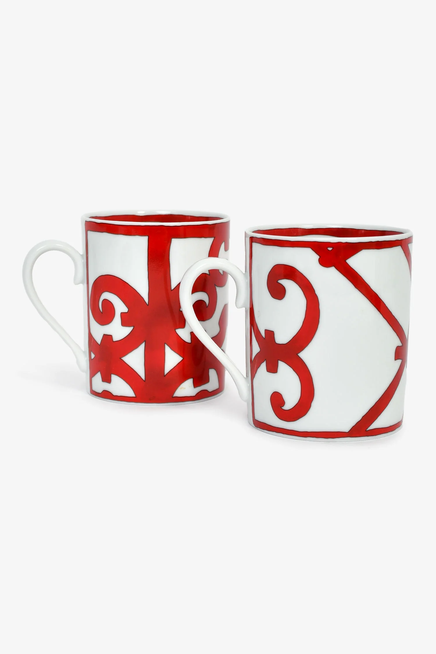 Hermes Red/White 'Balcon du Guadalquivir' Set Of 2 Mugs - Image 2