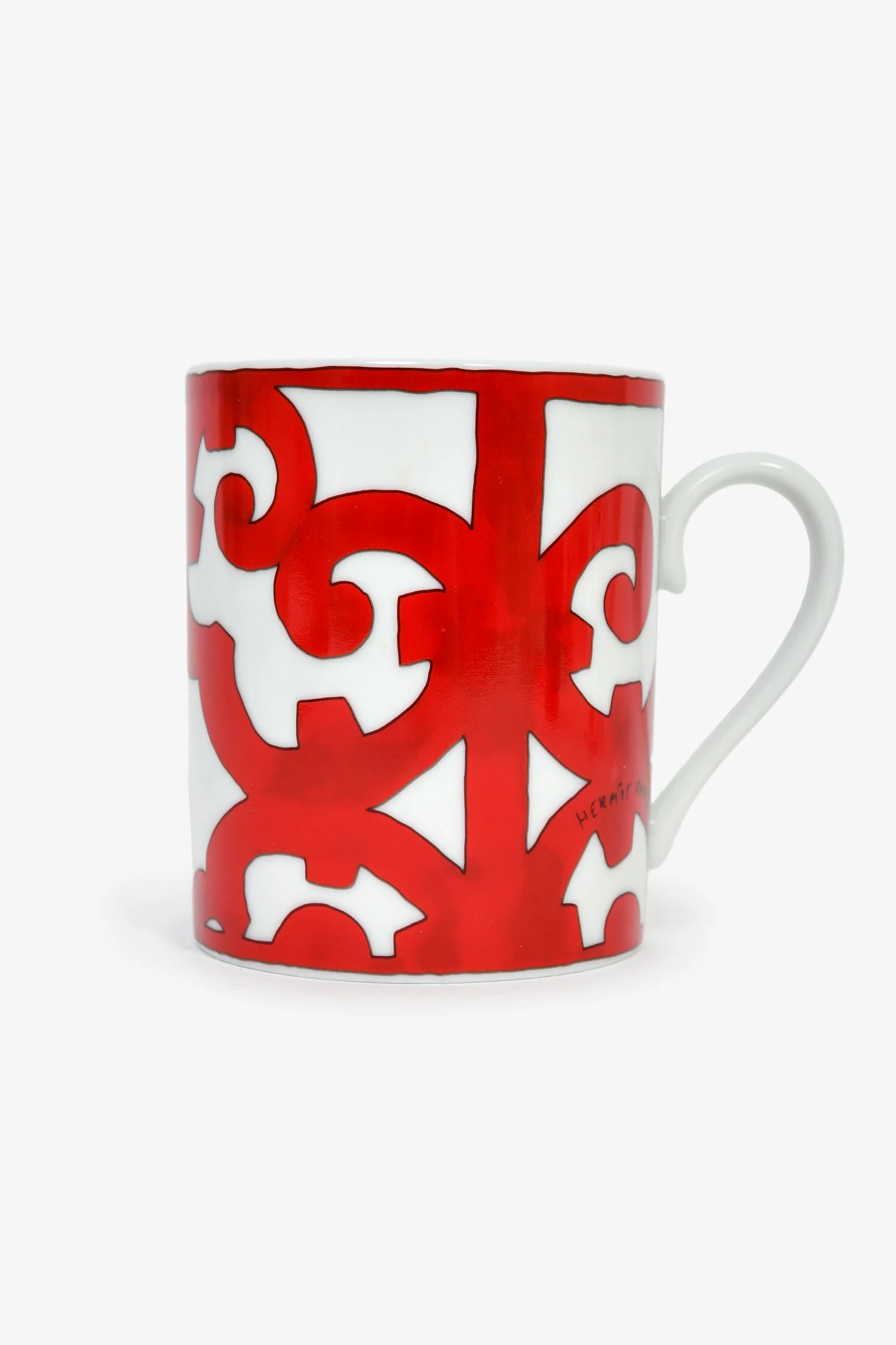 Hermes Red/White 'Balcon du Guadalquivir' Set Of 2 Mugs - Image 3