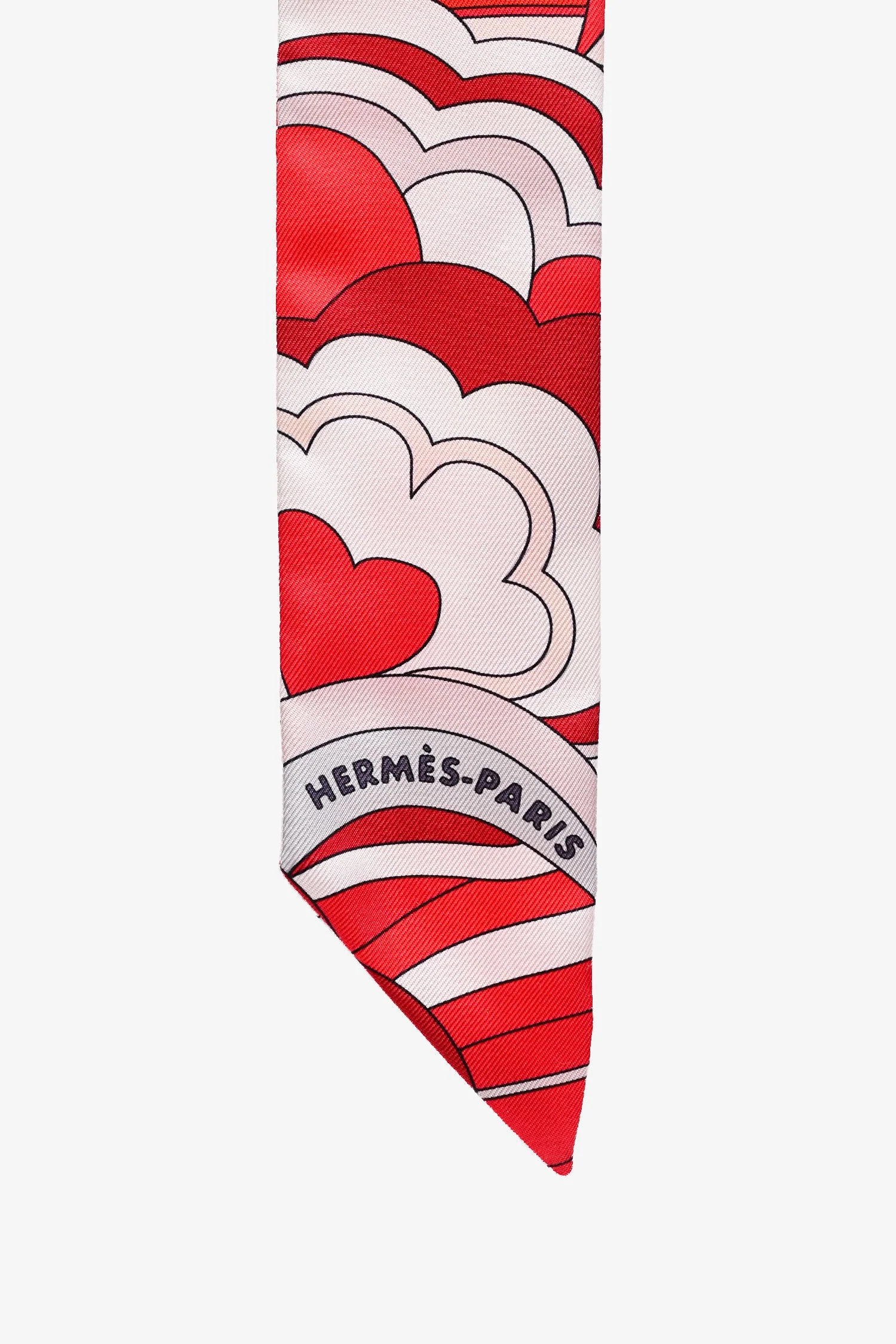 Hermès Red/White "Fauboug Rainbow" Twilly - Image 2