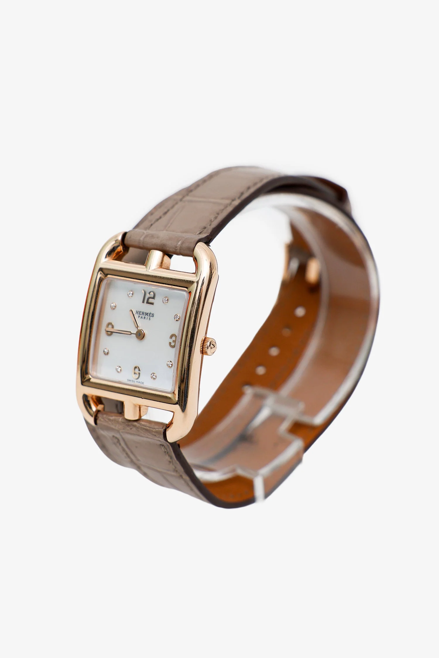 Hermès Rose Gold MOP Cape Cod 31mm Small Model Watch With Extra Strap - Image 3