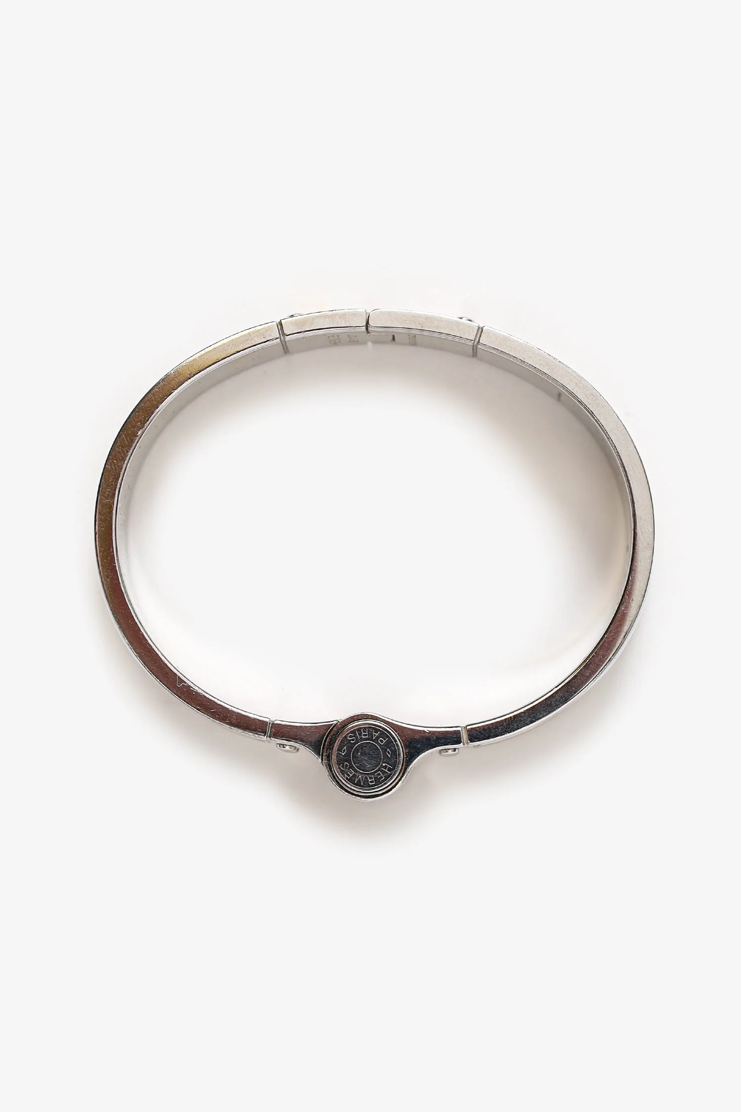 Hermès Silver Toned/White Enamel Charnière Hinged Bracelet - Image 5