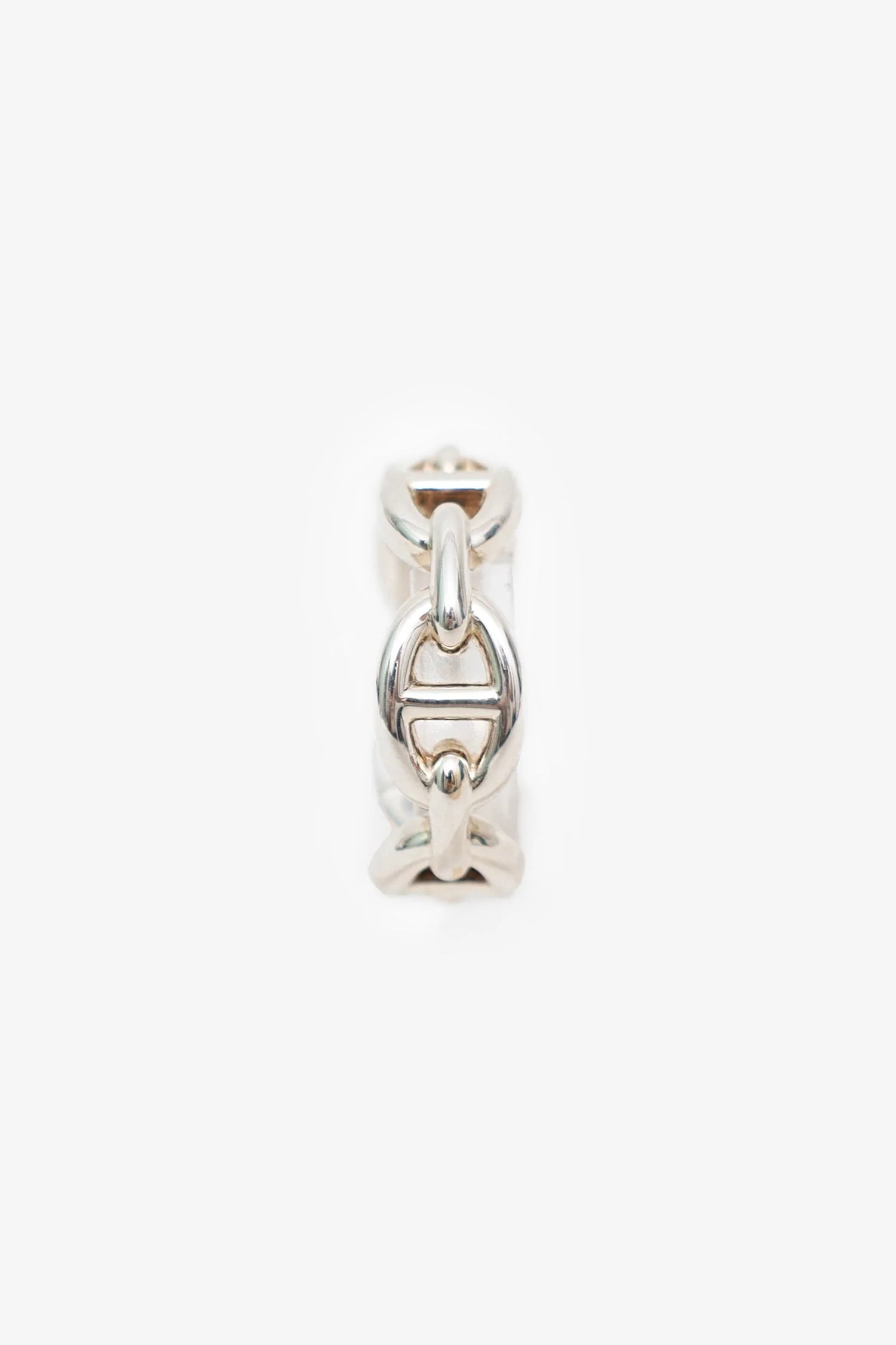 Hermès Sterling Silver Chaine D'ancre Enchainee Small Model Ring Size 53