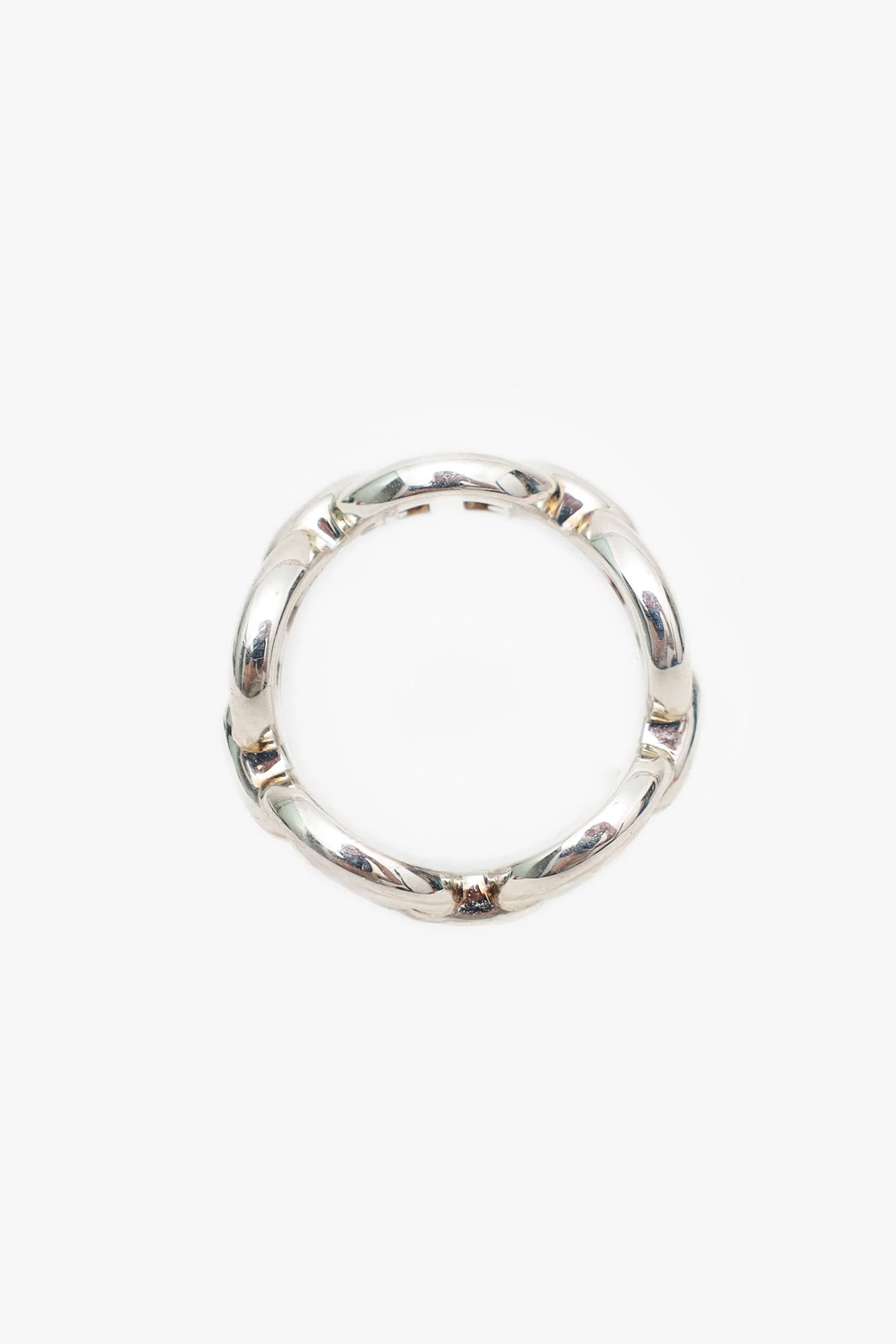 Hermès Sterling Silver Chaine D'ancre Enchainee Small Model Ring Size 53 - Image 3