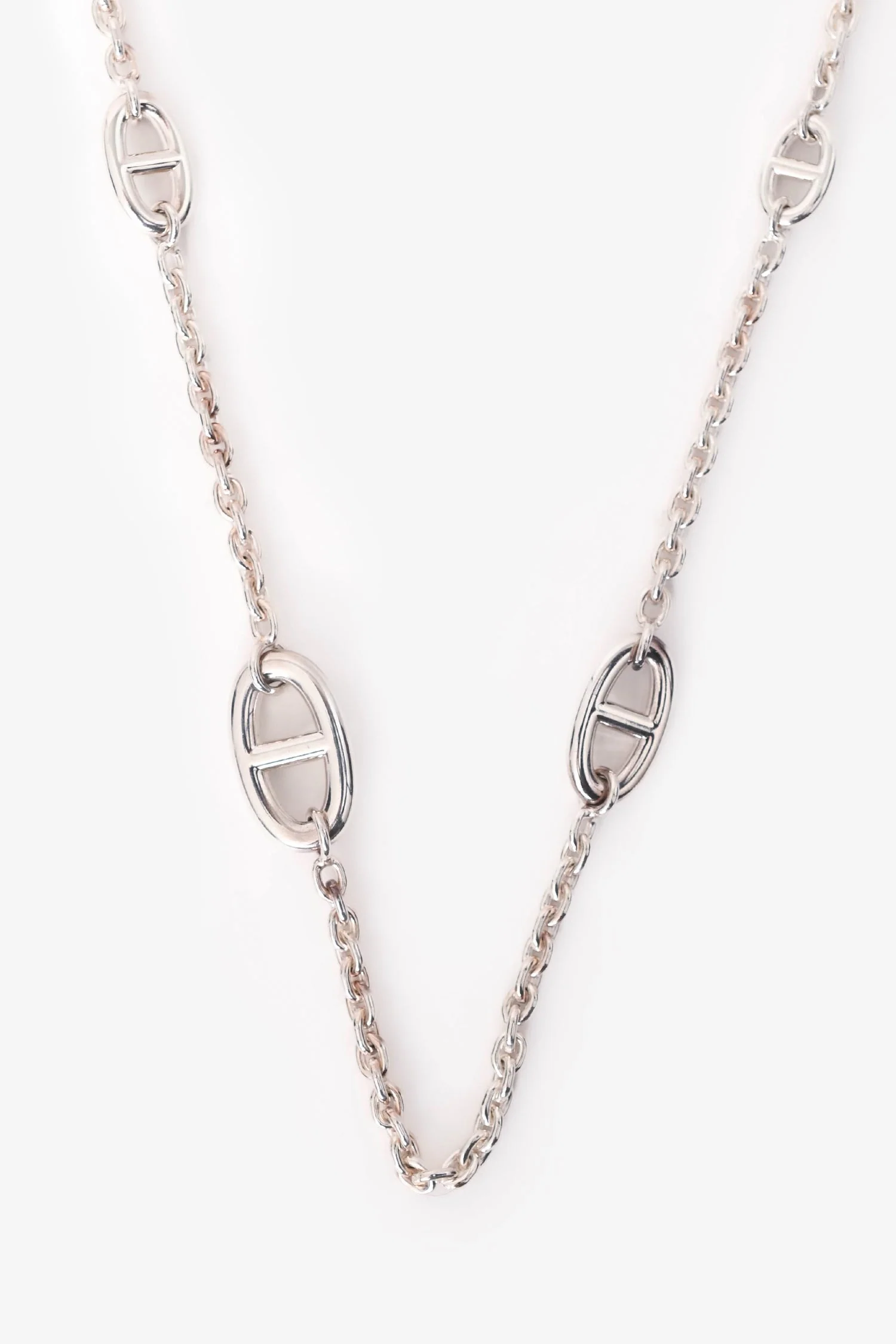 Hermès Sterling Silver Farandole Long Necklace 160