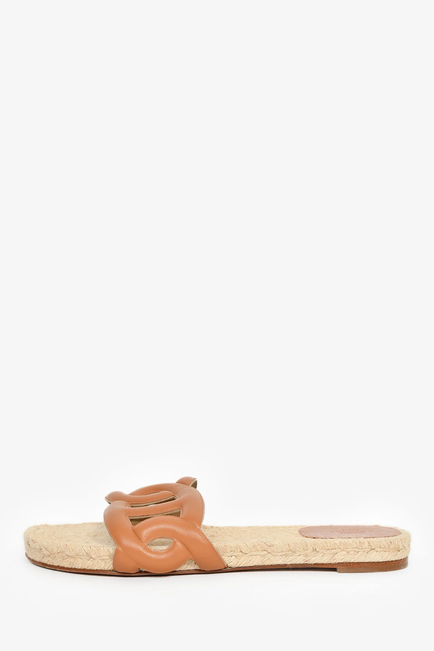 Hermès Tan Leather 'Famosa' Espadrille Sandals Size 38 - Image 4