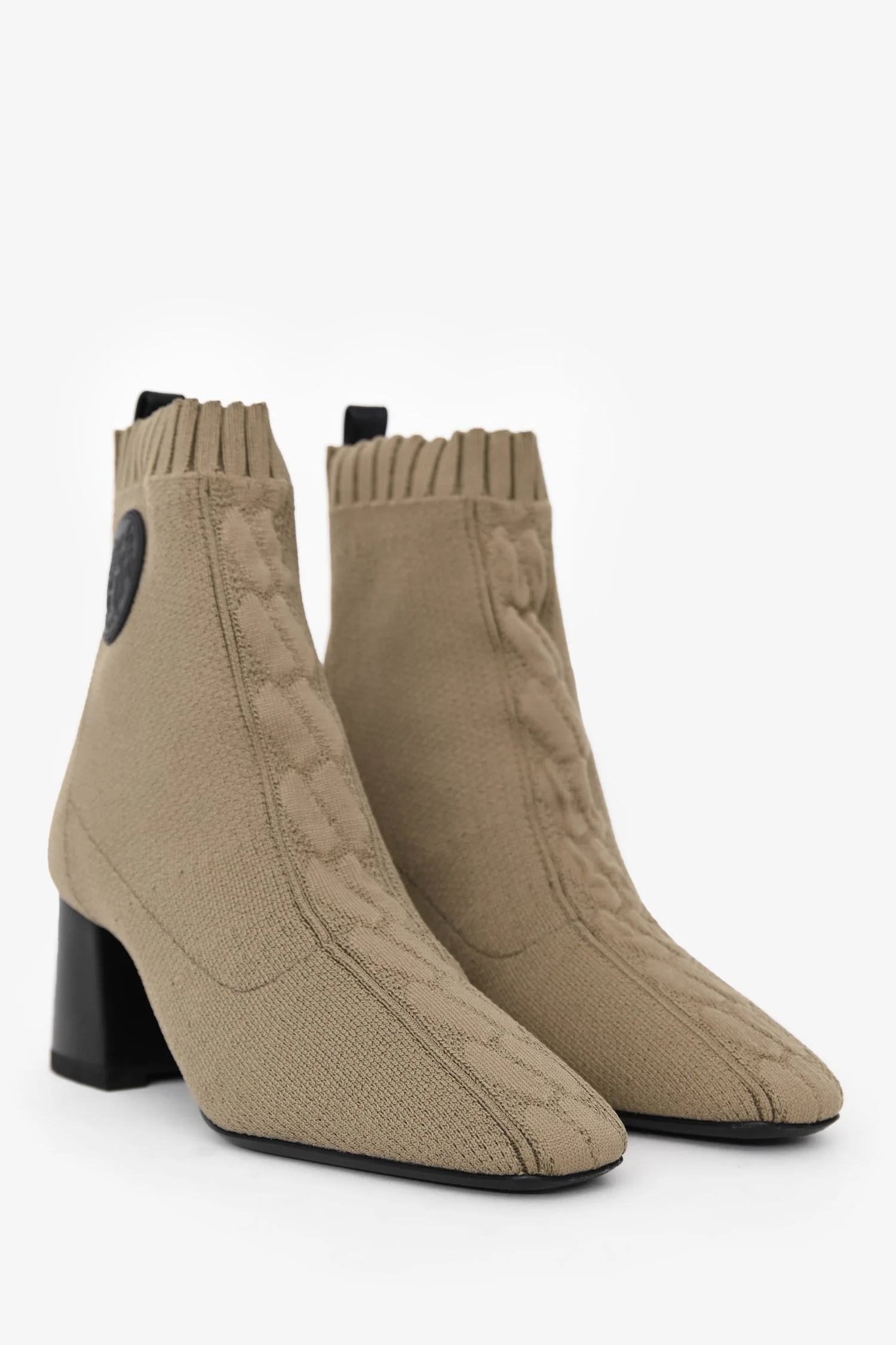Hermès Taupe Knit Volver 60 Ankle Booties Size 37 - Image 2