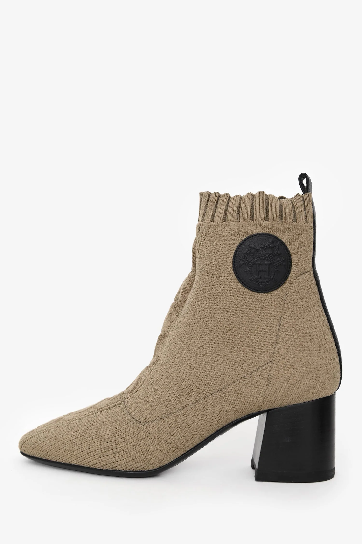 Hermès Taupe Knit Volver 60 Ankle Booties Size 37 - Image 4