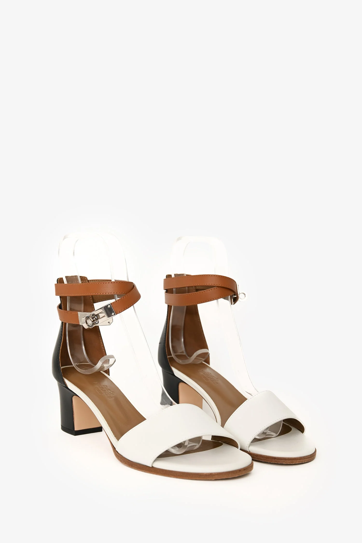 Hermès Tricolor Leather Manege Ankle Wrap Sandals Size 37.5 - Image 2
