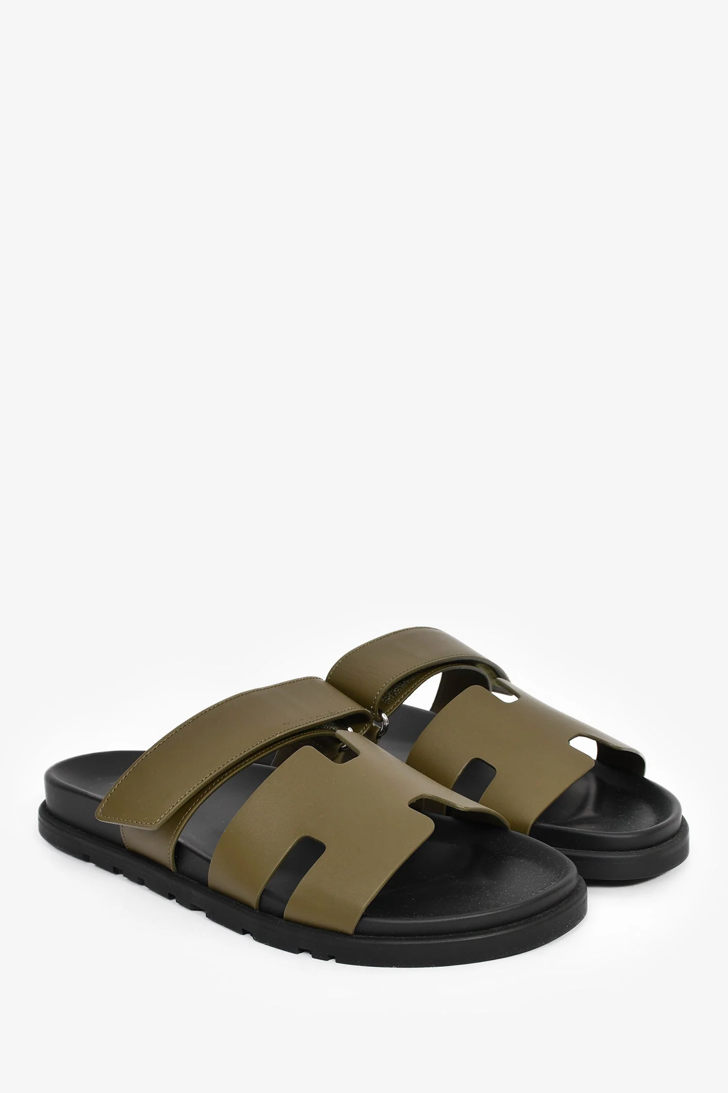 Hermès Vert Toundra Leather 'Chypre' Sandals Size 41/42 - Image 2