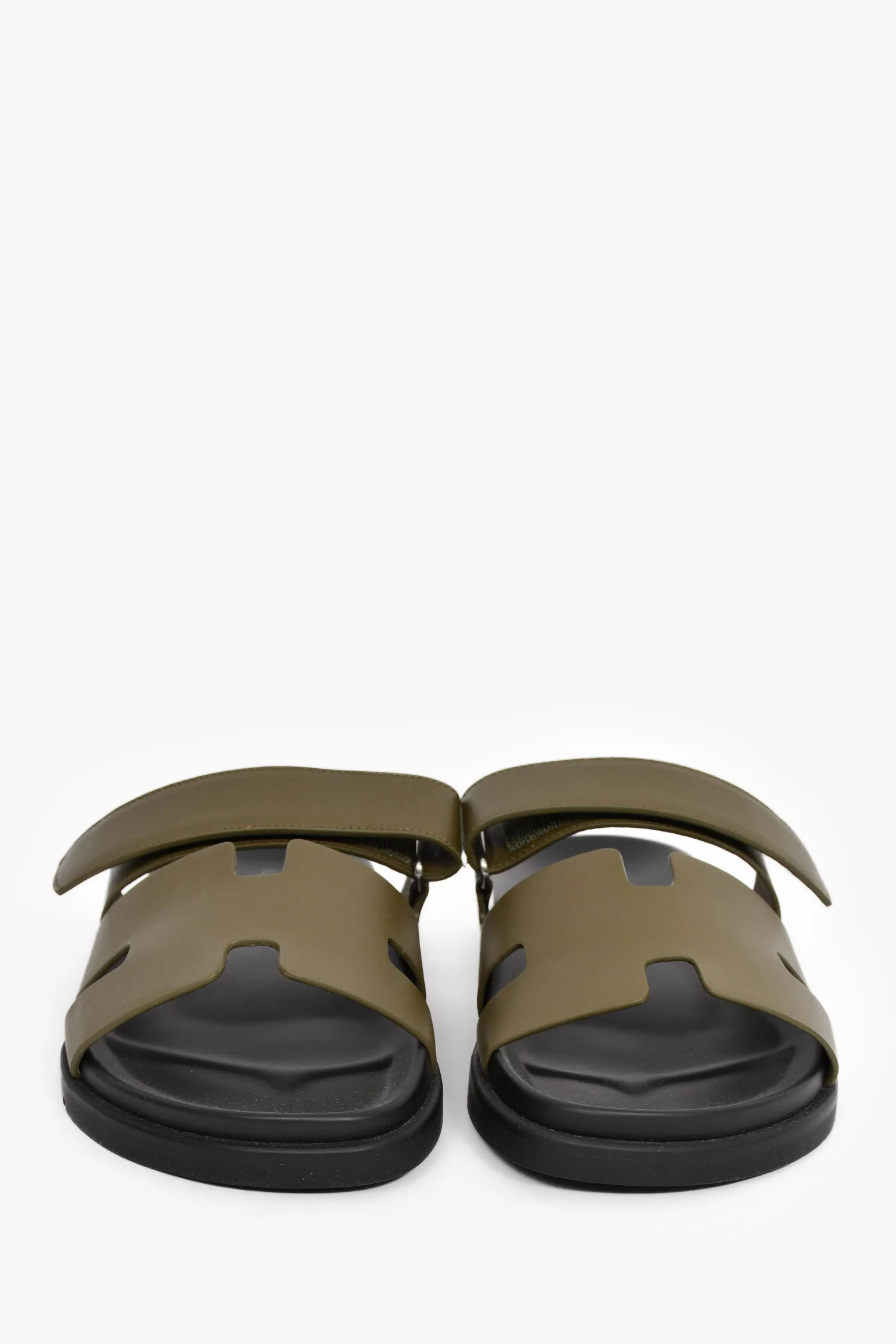 Hermès Vert Toundra Leather 'Chypre' Sandals Size 41/42 - Image 3