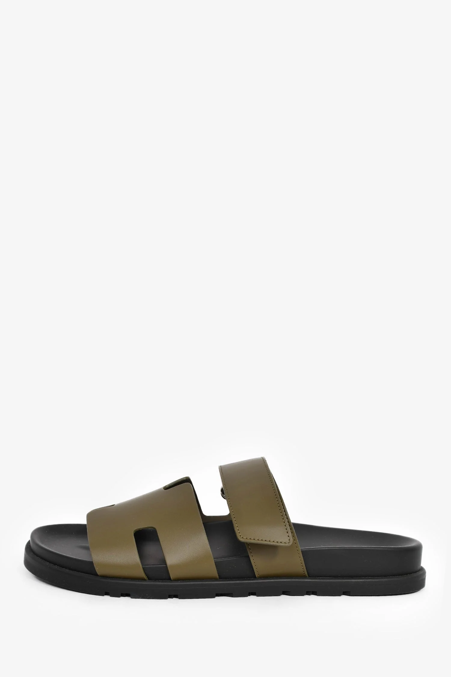 Hermès Vert Toundra Leather 'Chypre' Sandals Size 41/42 - Image 4