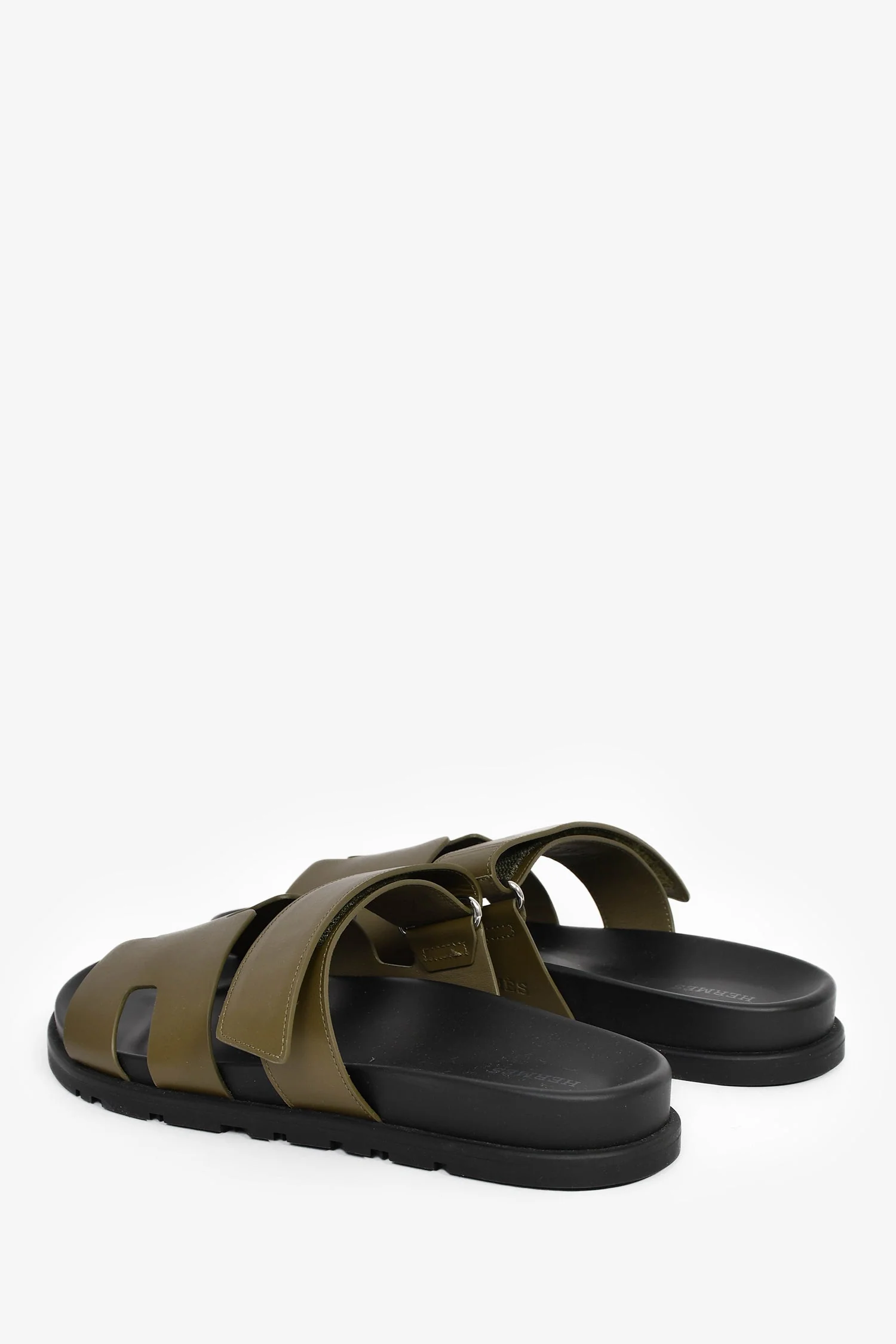 Hermès Vert Toundra Leather 'Chypre' Sandals Size 41/42 - Image 5