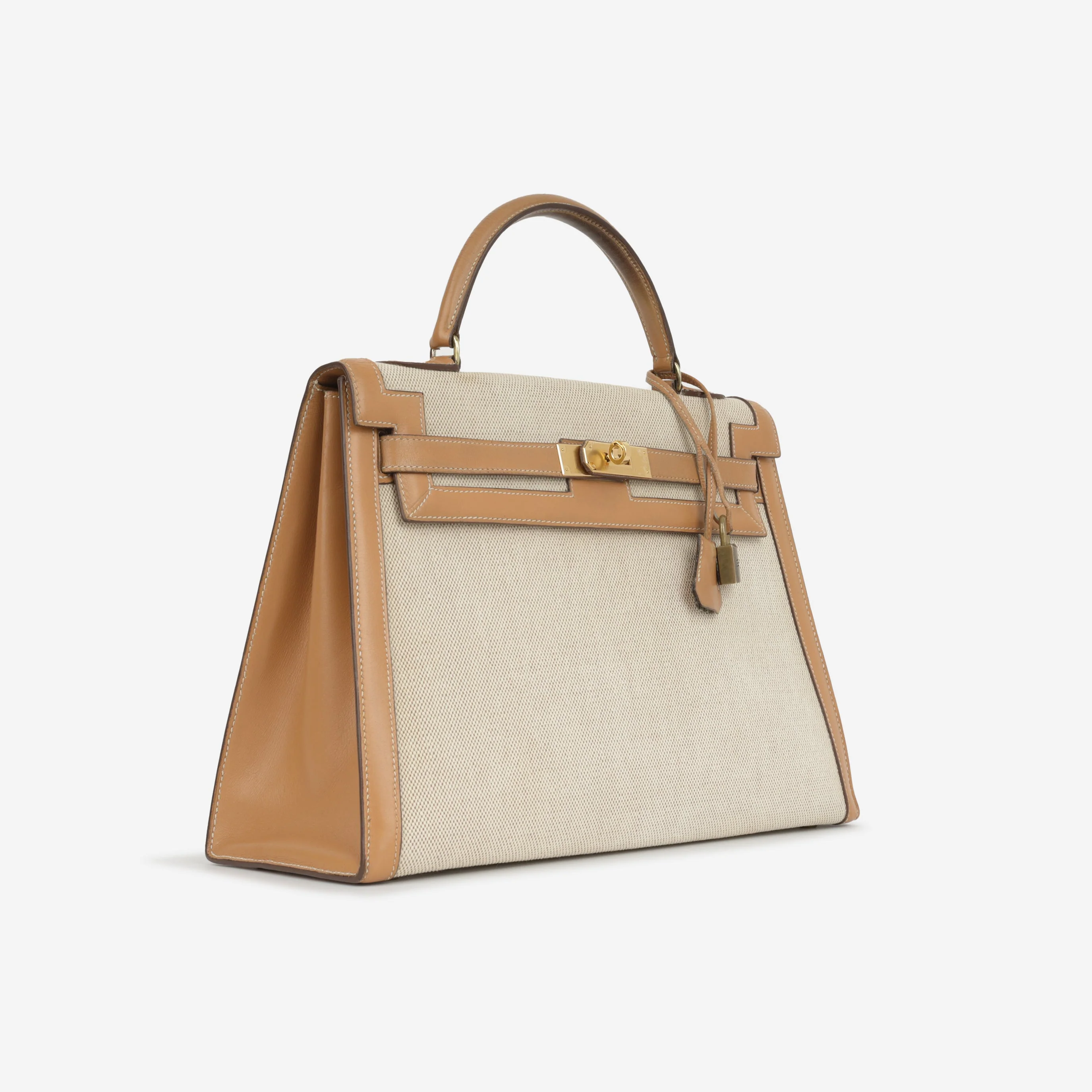 Hermès Vintage Kelly 32 - Natural Courchevel / Toile | Gold Hardware - Image 2