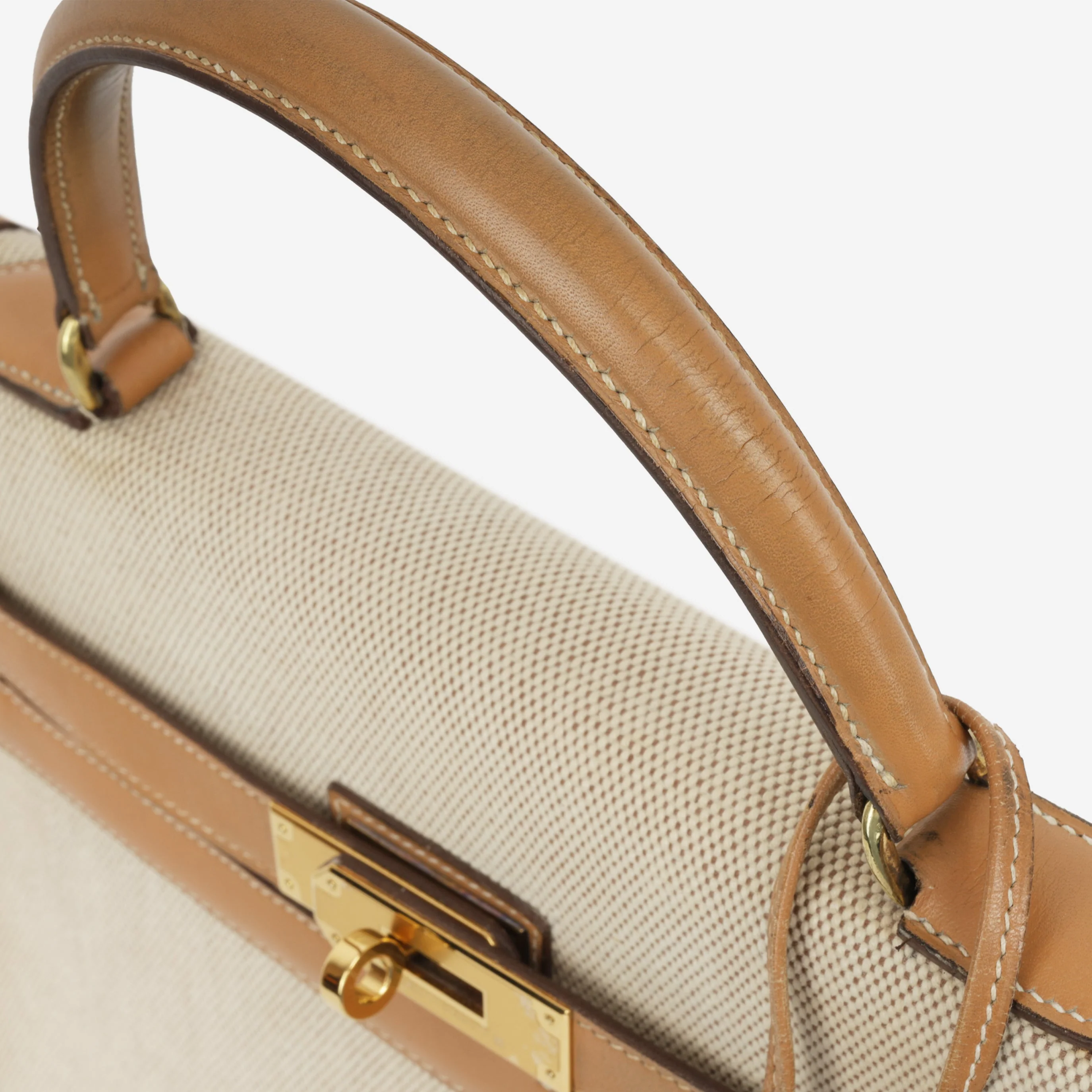 Hermès Vintage Kelly 32 - Natural Courchevel / Toile | Gold Hardware - Image 5