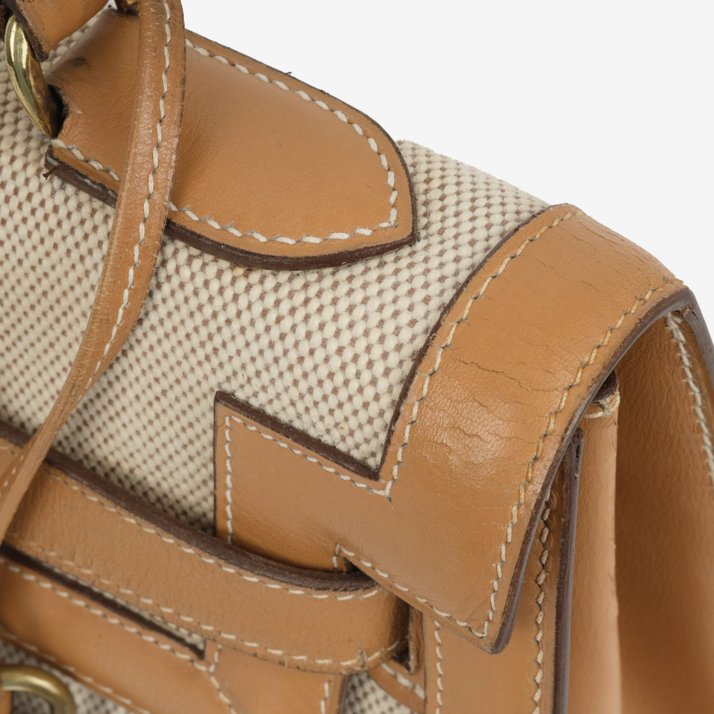 Hermès Vintage Kelly 32 - Natural Courchevel / Toile | Gold Hardware - Image 6