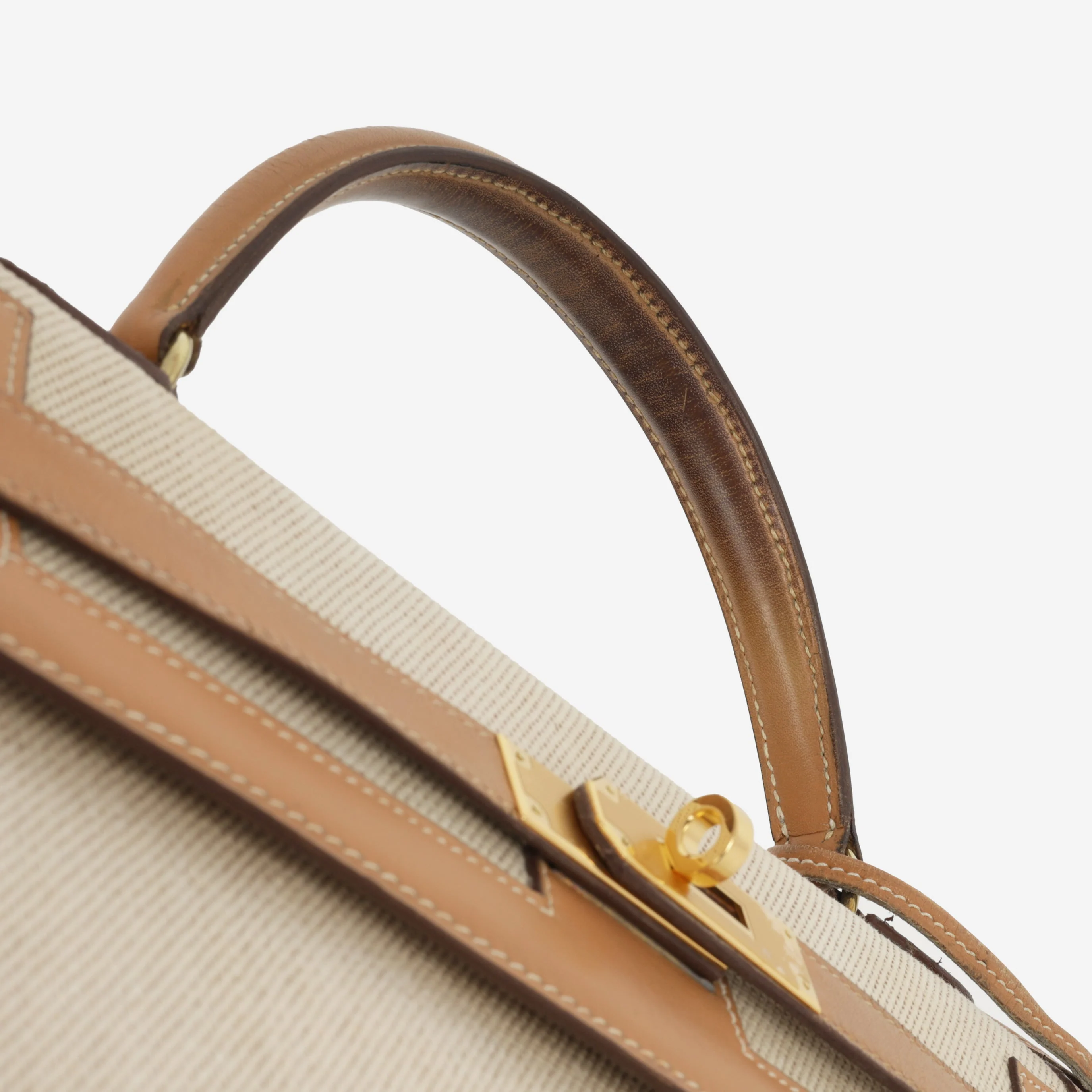 Hermès Vintage Kelly 32 - Natural Courchevel / Toile | Gold Hardware - Image 7
