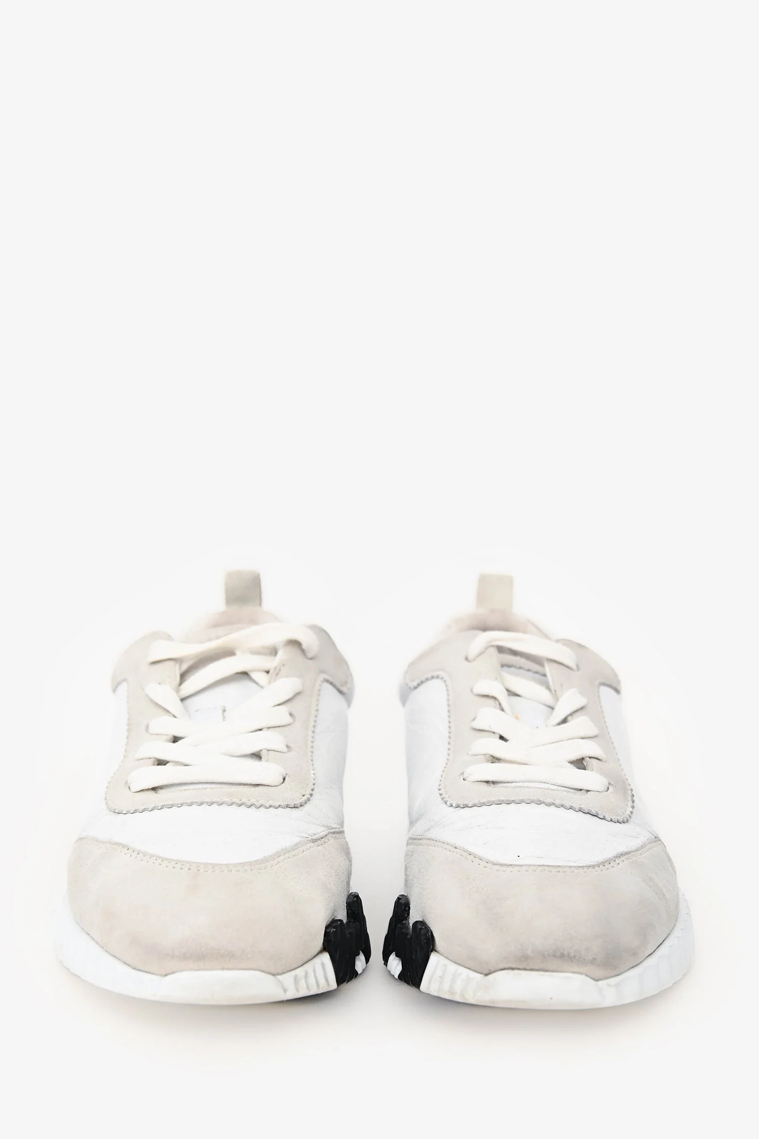 Hermes White/Beige Leather 'Bouncing' Sneakers Size 37 - Image 3