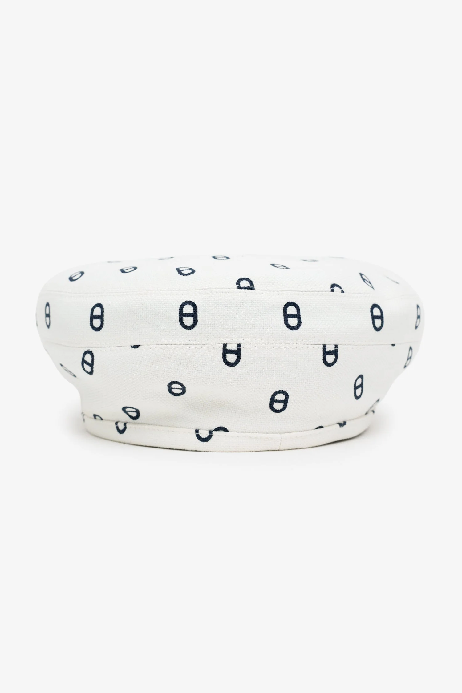 Hermes White/Black Chain d'Ancre Print Canvas Saint Honore Beret Size 58 - Image 3