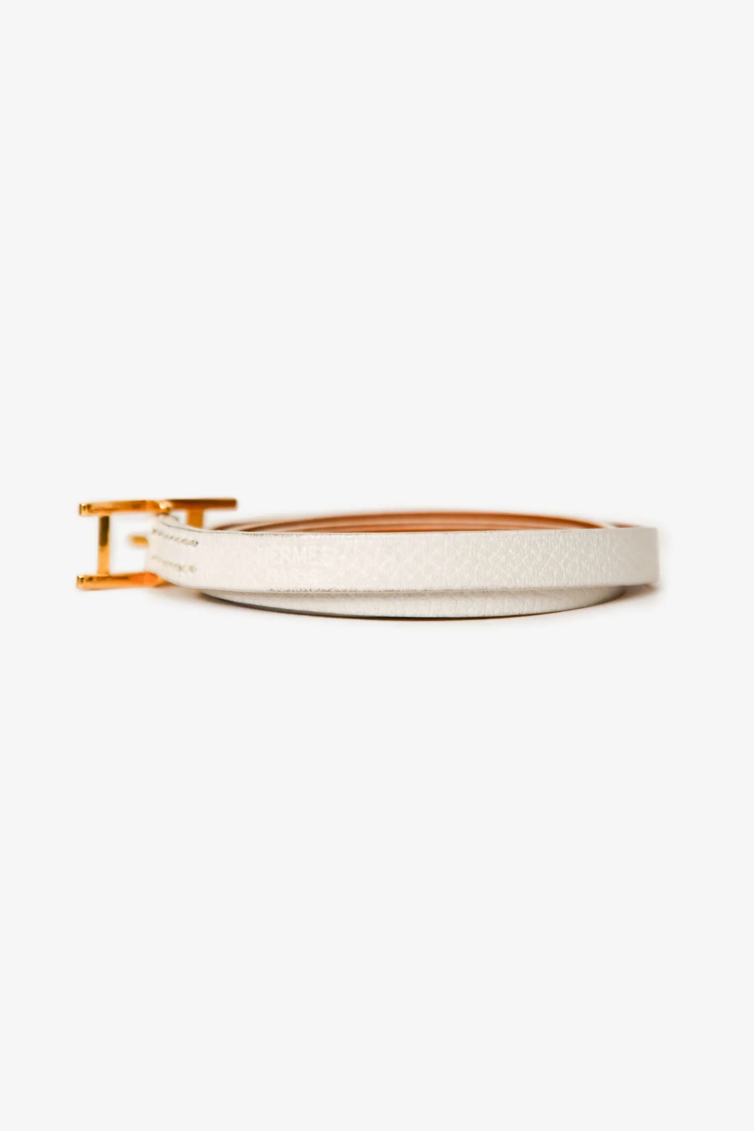 Hermès White Epsom Leather Behapi Triple Tour Bracelet - Image 4