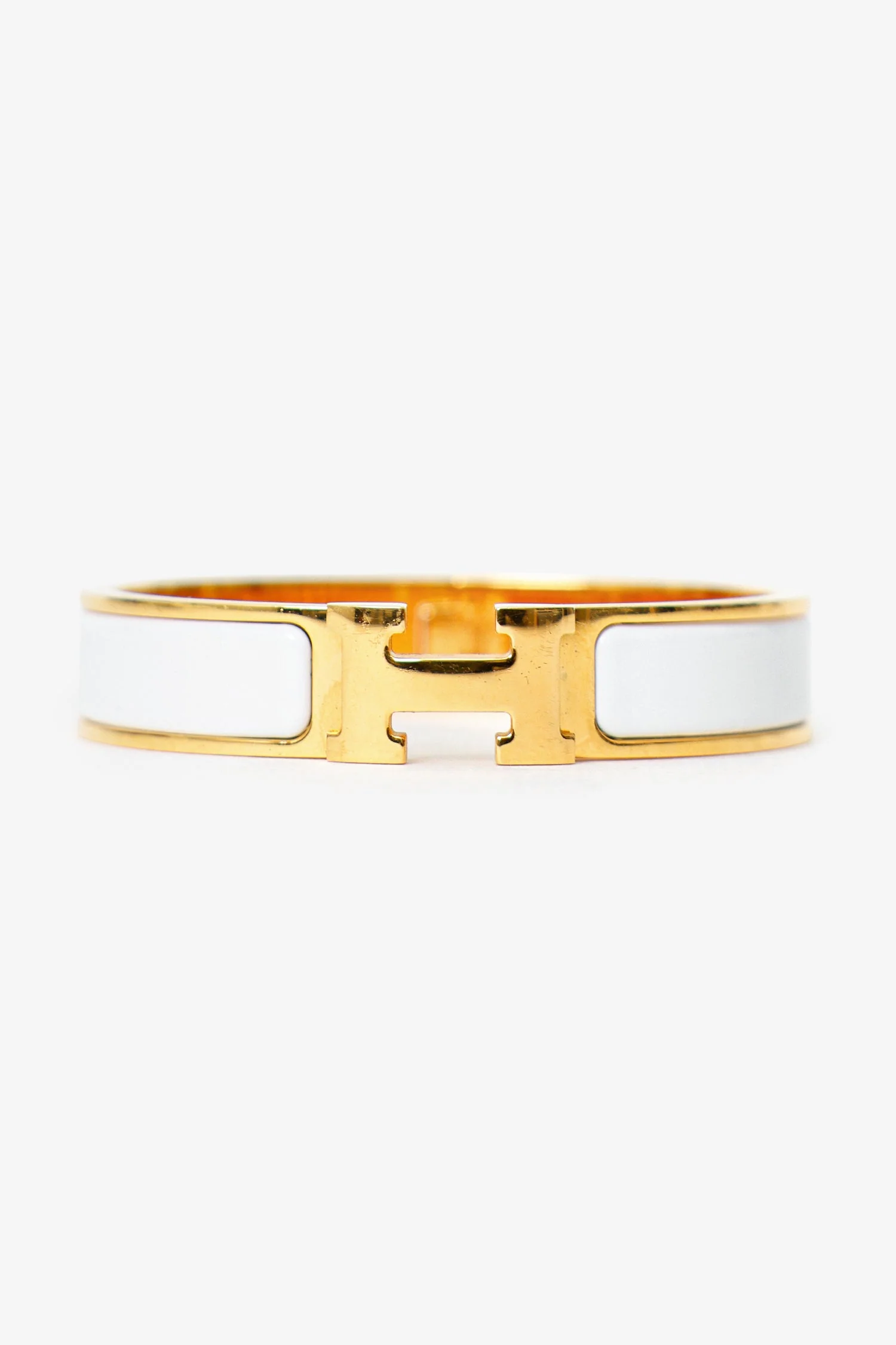 Hermès White/Gold Clic H Bracelet