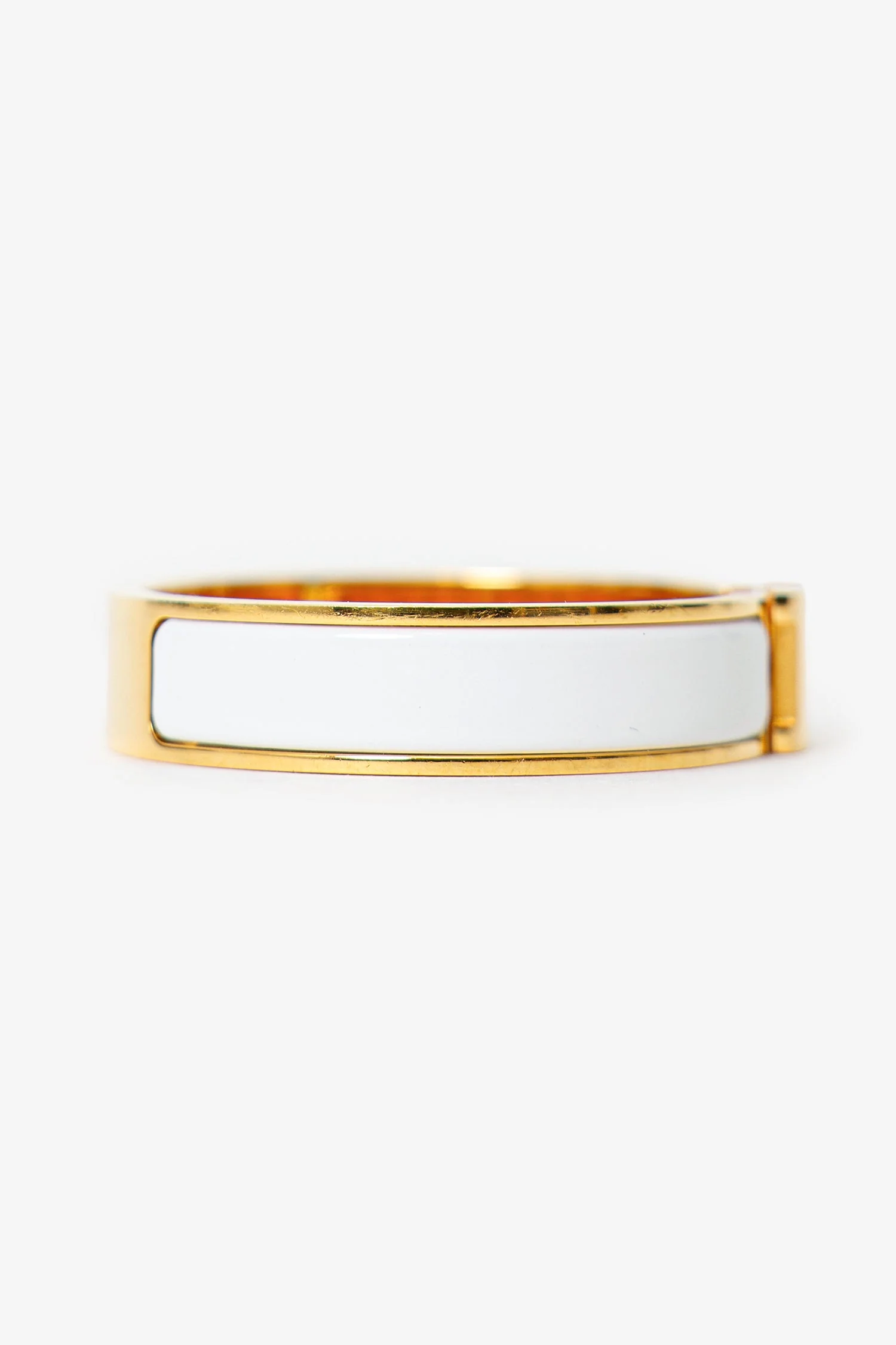 Hermès White/Gold Clic H Bracelet - Image 2