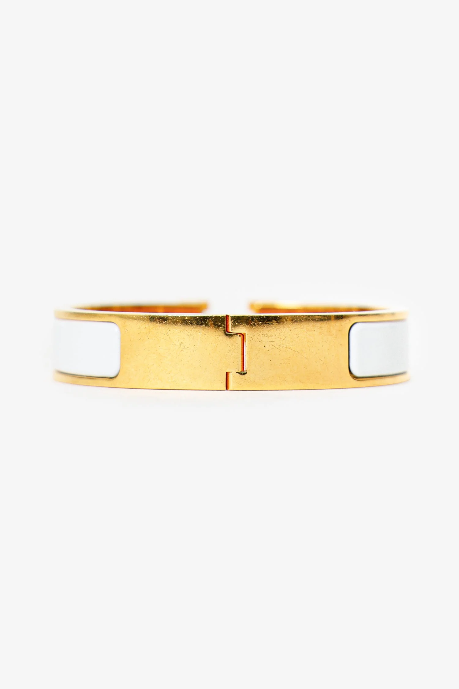 Hermès White/Gold Clic H Bracelet - Image 3