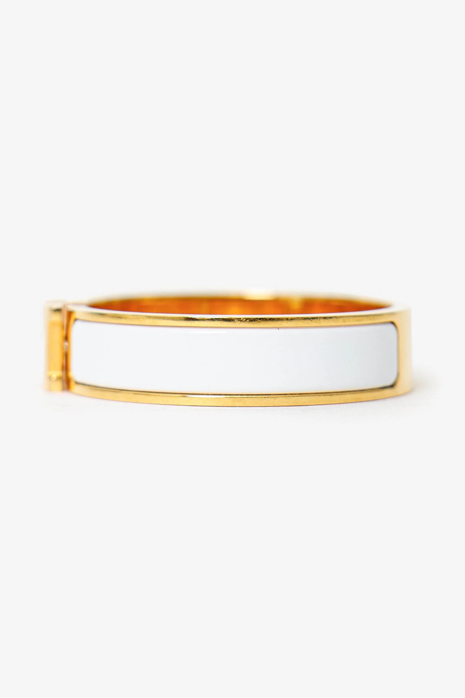 Hermès White/Gold Clic H Bracelet - Image 4