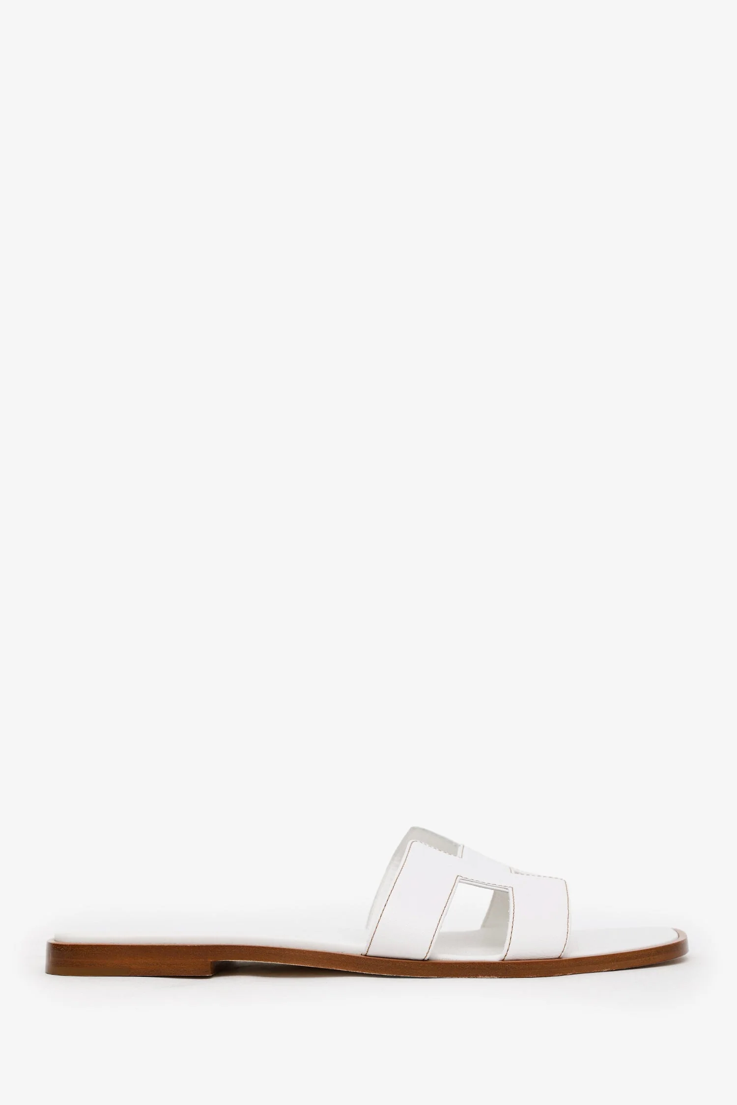 Hermès White Leather H Oran Sandals Size 40