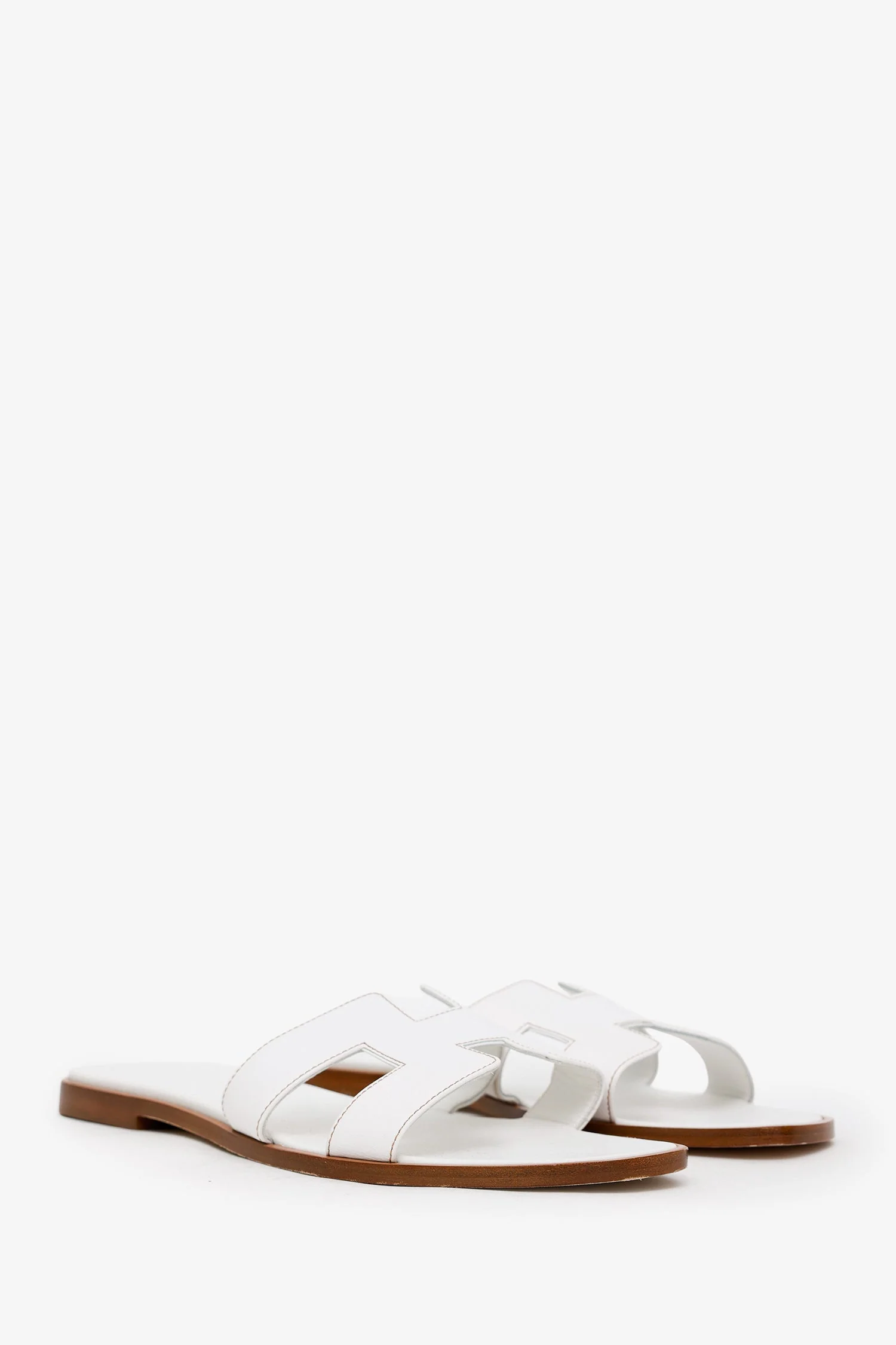Hermès White Leather H Oran Sandals Size 40 - Image 2