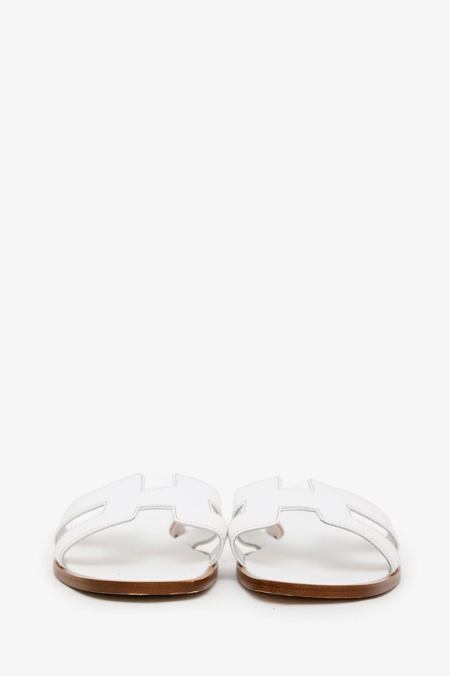 Hermès White Leather H Oran Sandals Size 40 - Image 3