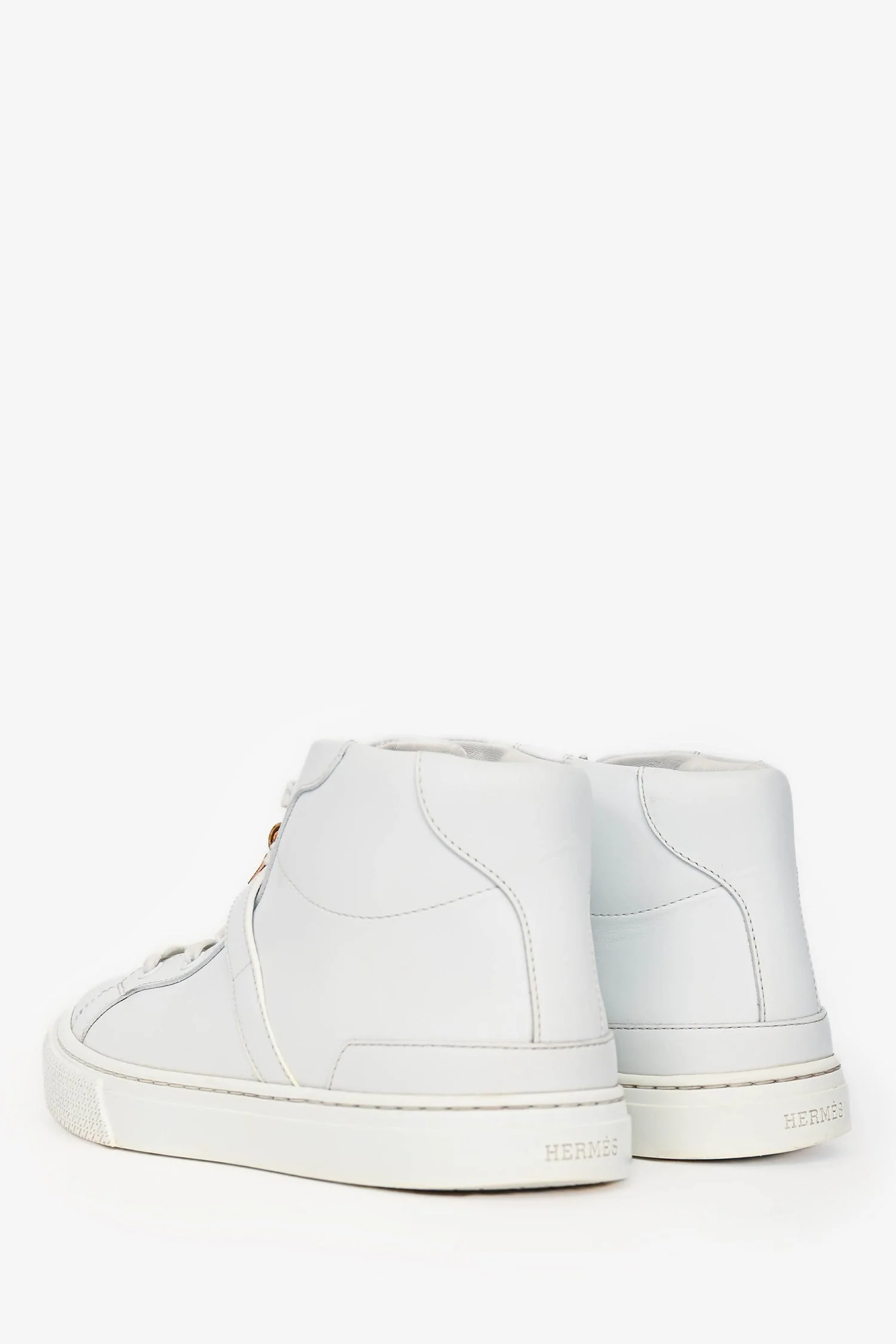 Hermès White Leather Kelly Buckle 'Daydream' High Top Sneakers Size 36 - Image 4