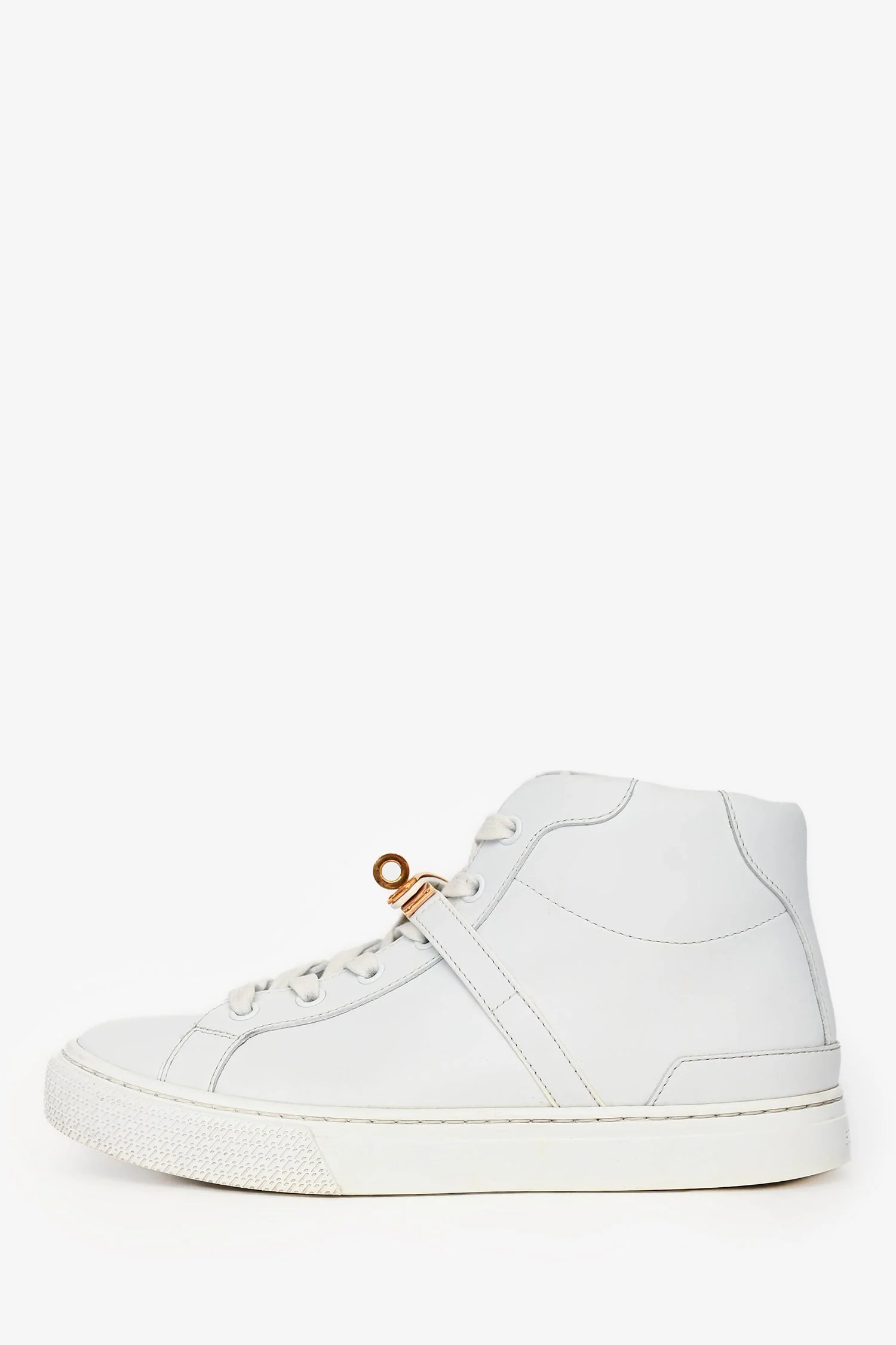 Hermès White Leather Kelly Buckle 'Daydream' High Top Sneakers Size 36 - Image 5