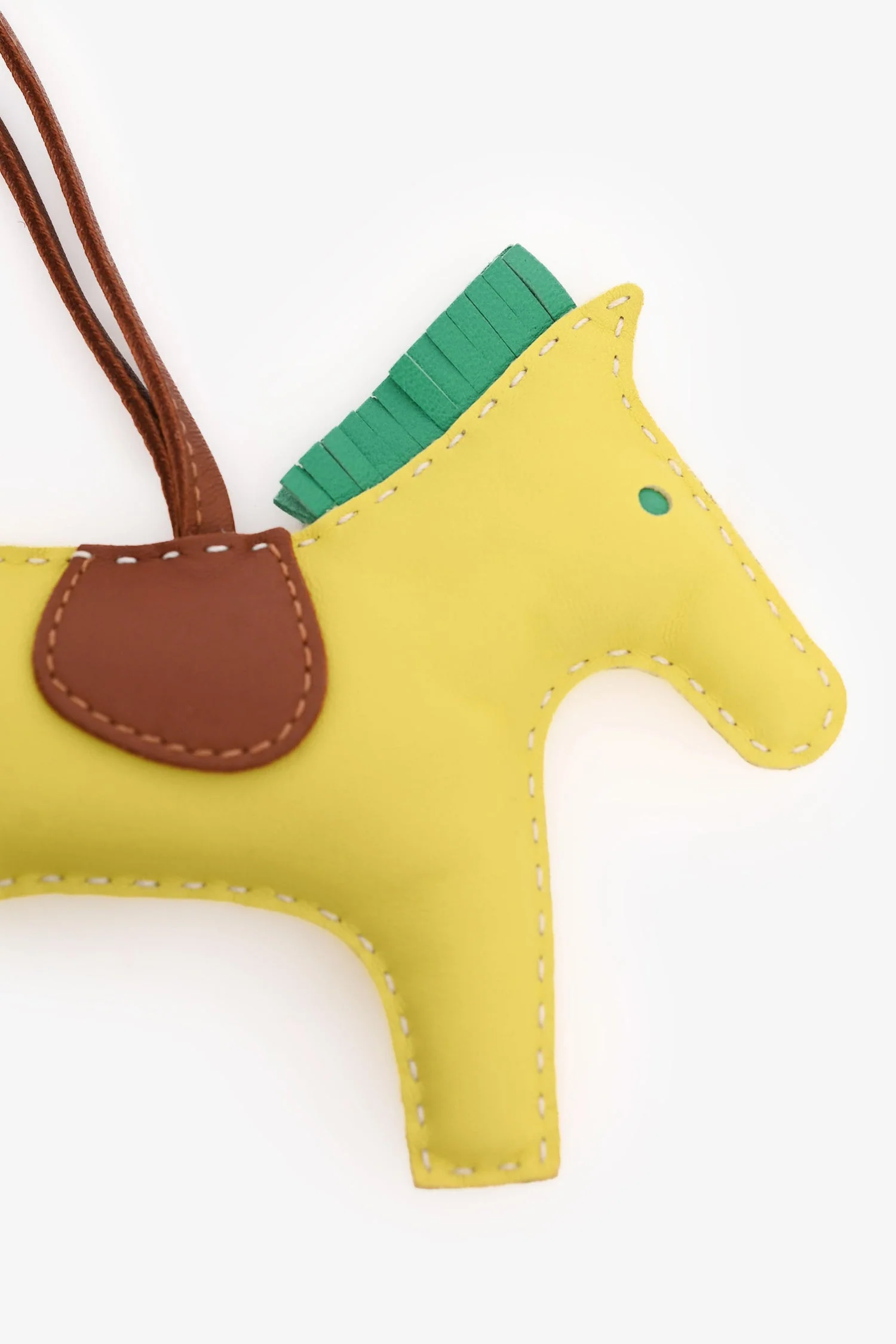 Hermès Yellow/Green Leather Rodeo GM Bag Charm - Image 2