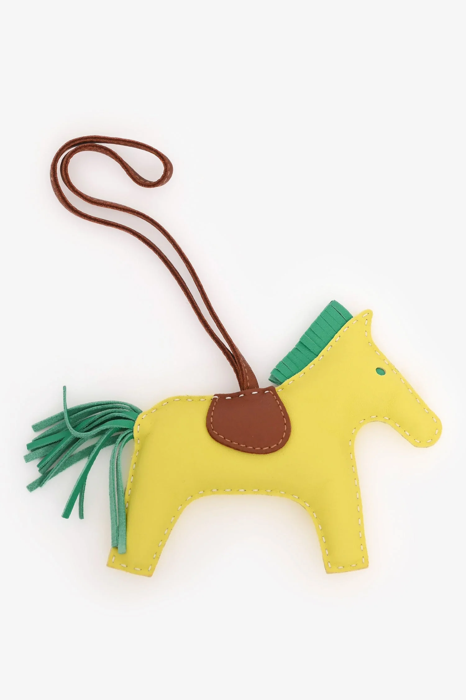 Hermès Yellow/Green Leather Rodeo GM Bag Charm - Image 3