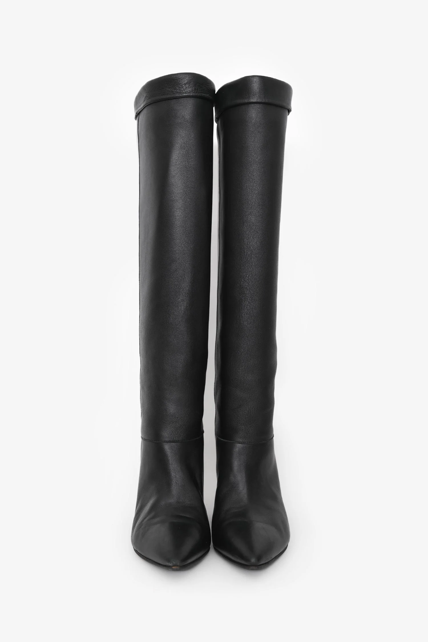 Isabel Marant Black Leather Conic Heel Tall Boots Size 37 - Image 3
