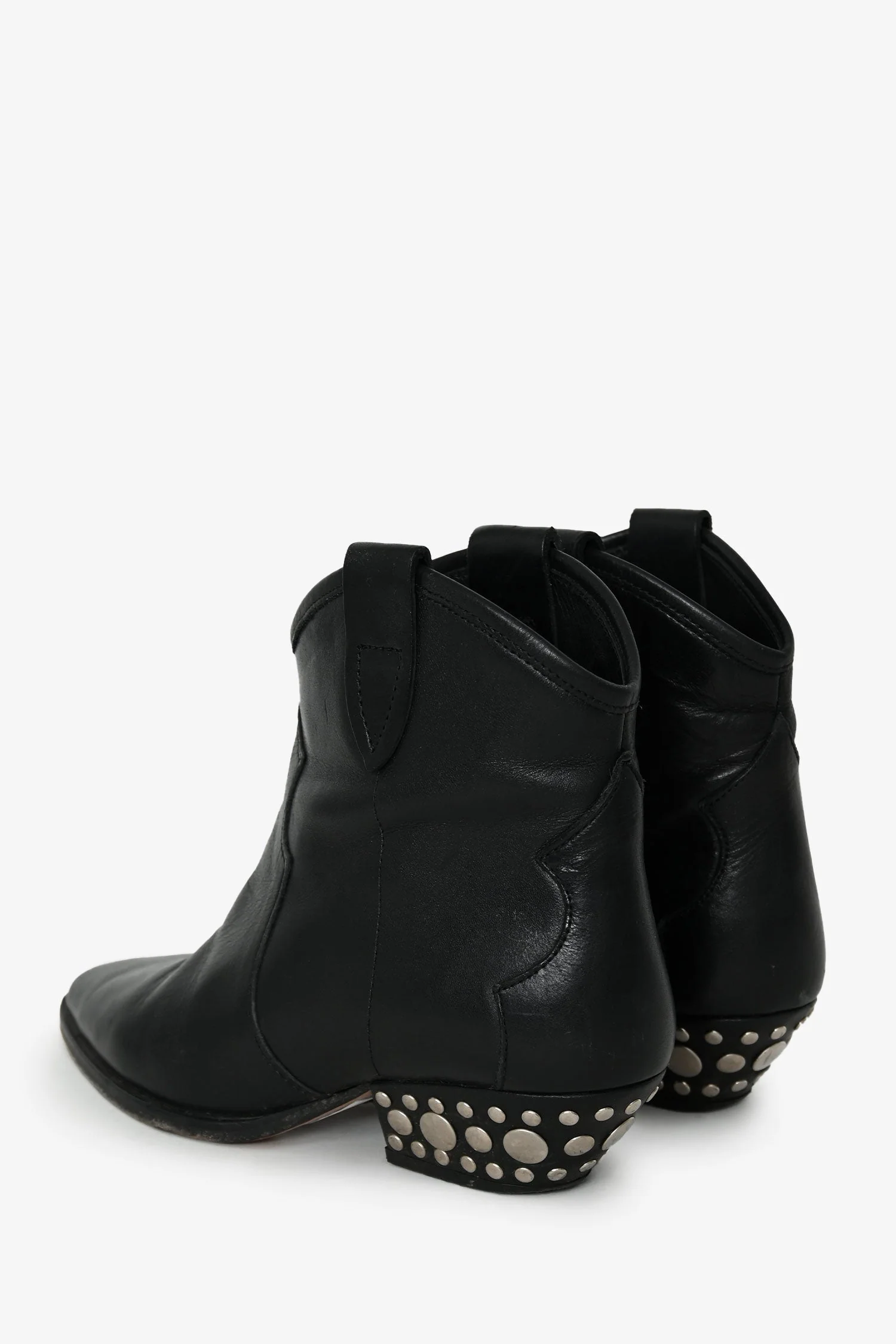 Isabel Marant Black Leather Studded Western Ankle Boots Size 37 - Image 4