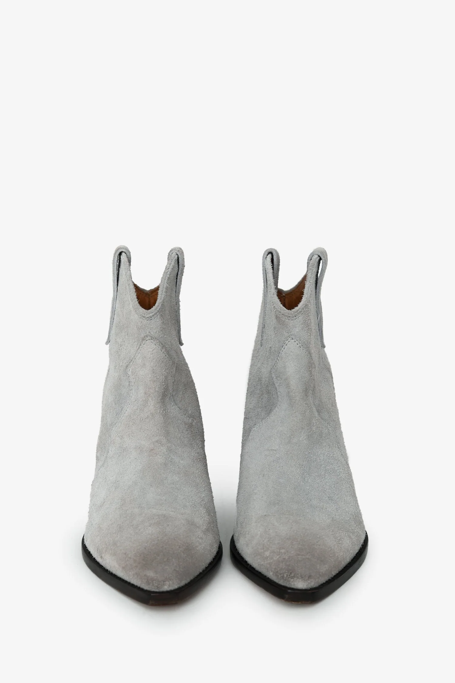 Isabel Marant Grey Suede Western Ankle Boots Size 38 - Image 3