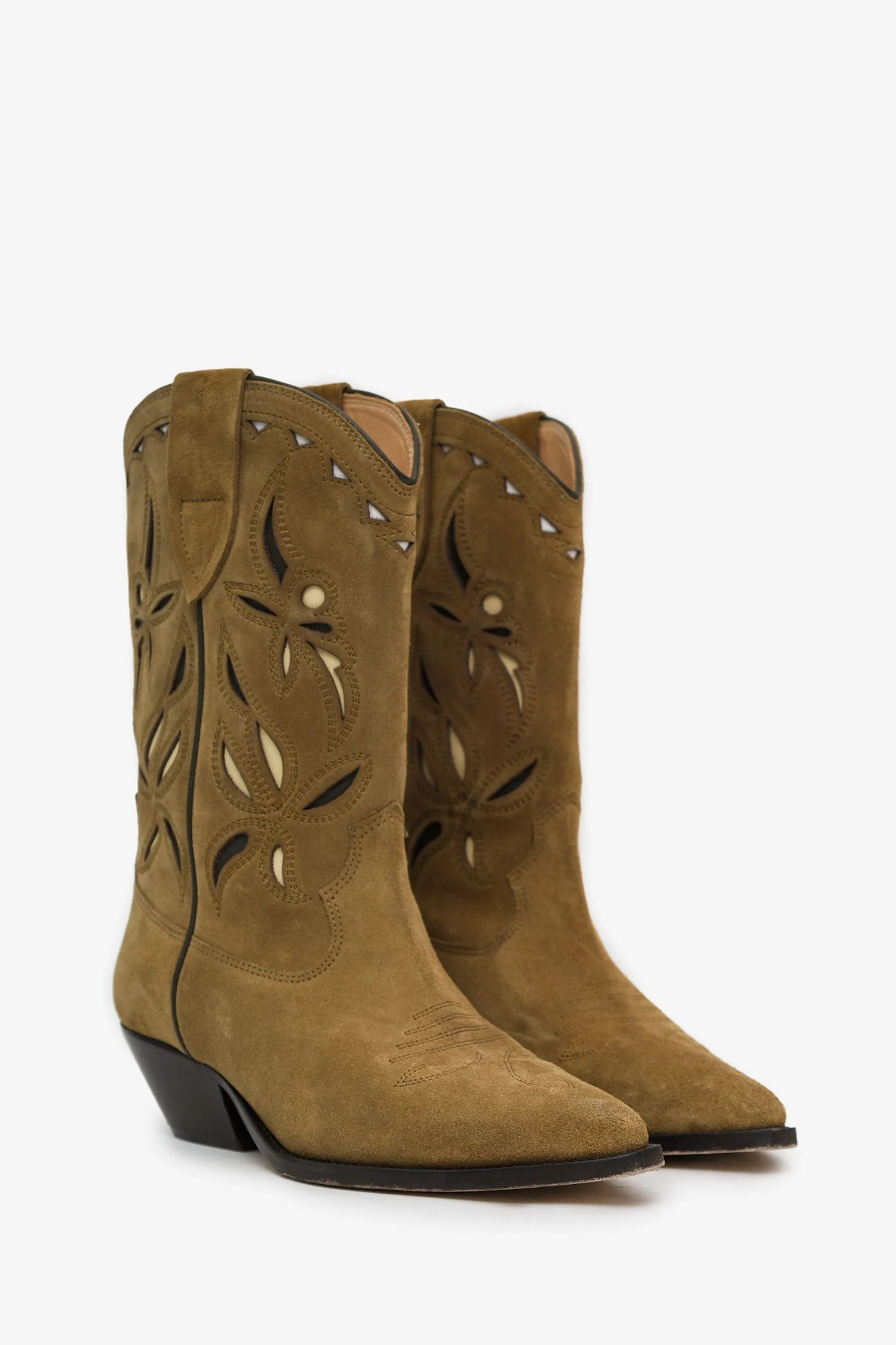 Isabel Marant Khaki Green Suede Cowboy Boots Size 39 - Image 2