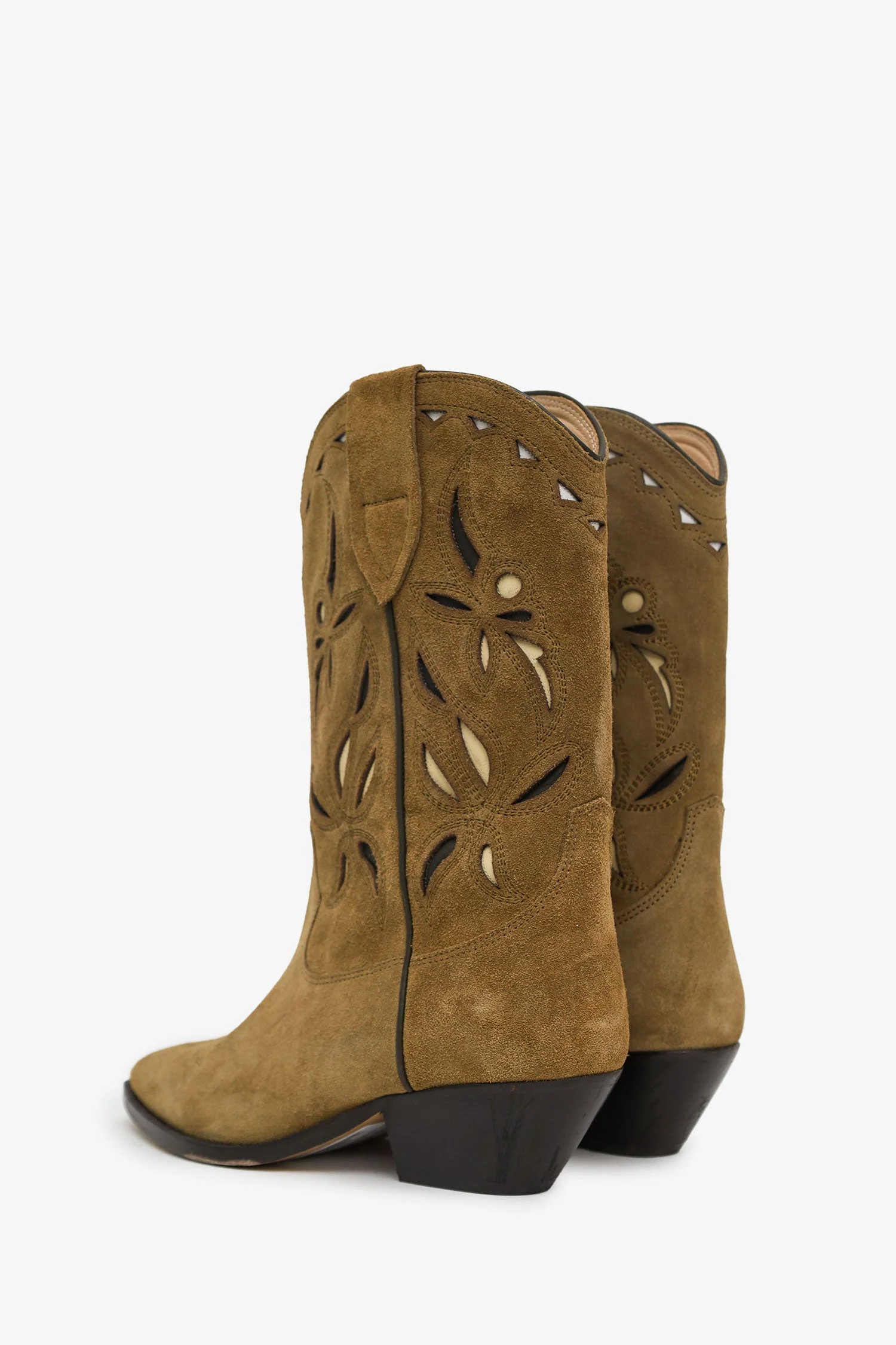 Isabel Marant Khaki Green Suede Cowboy Boots Size 39 - Image 4