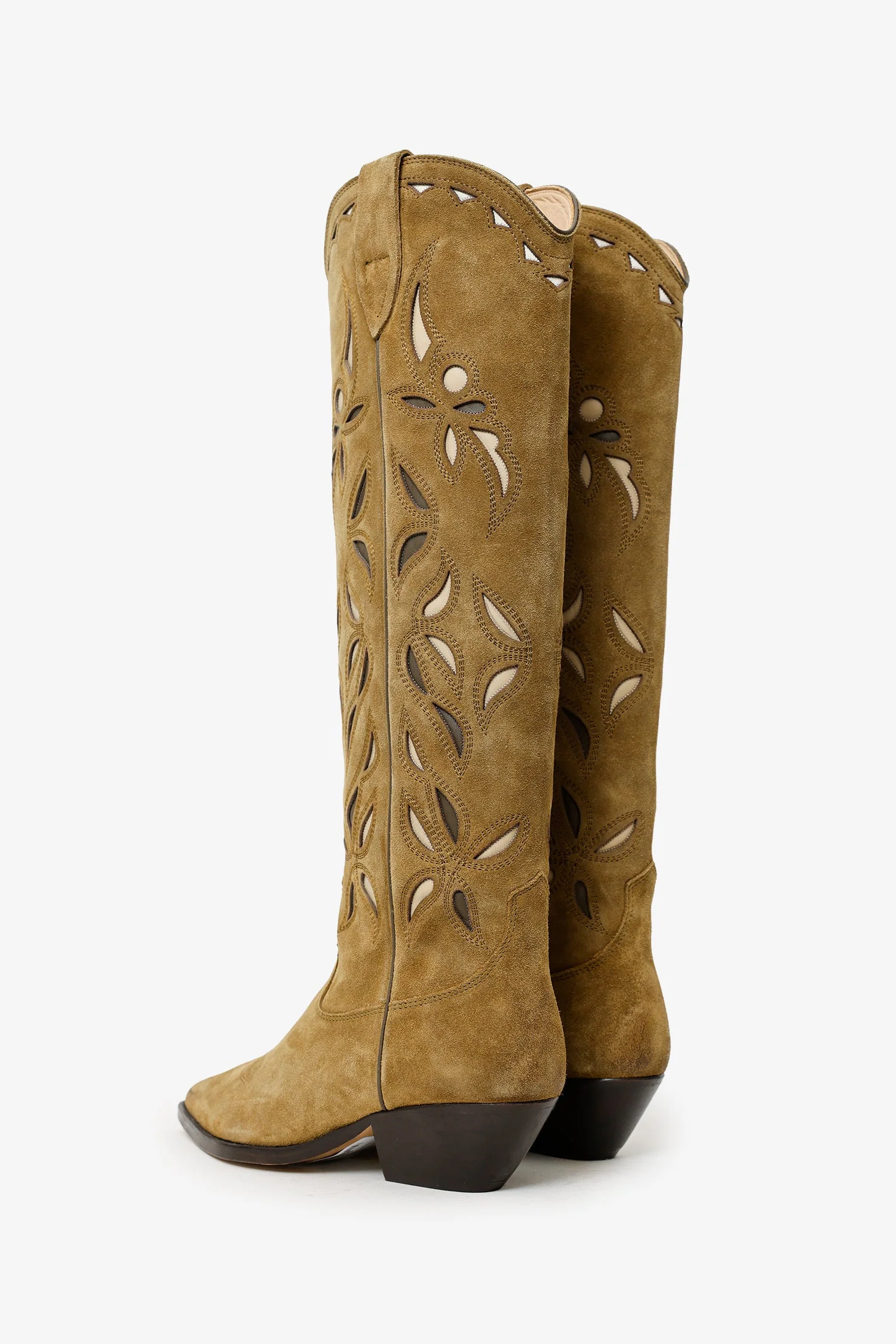 Isabel Marant Khaki Green Suede Denvee 40mm Cowboy Boots Size 37 - Image 4