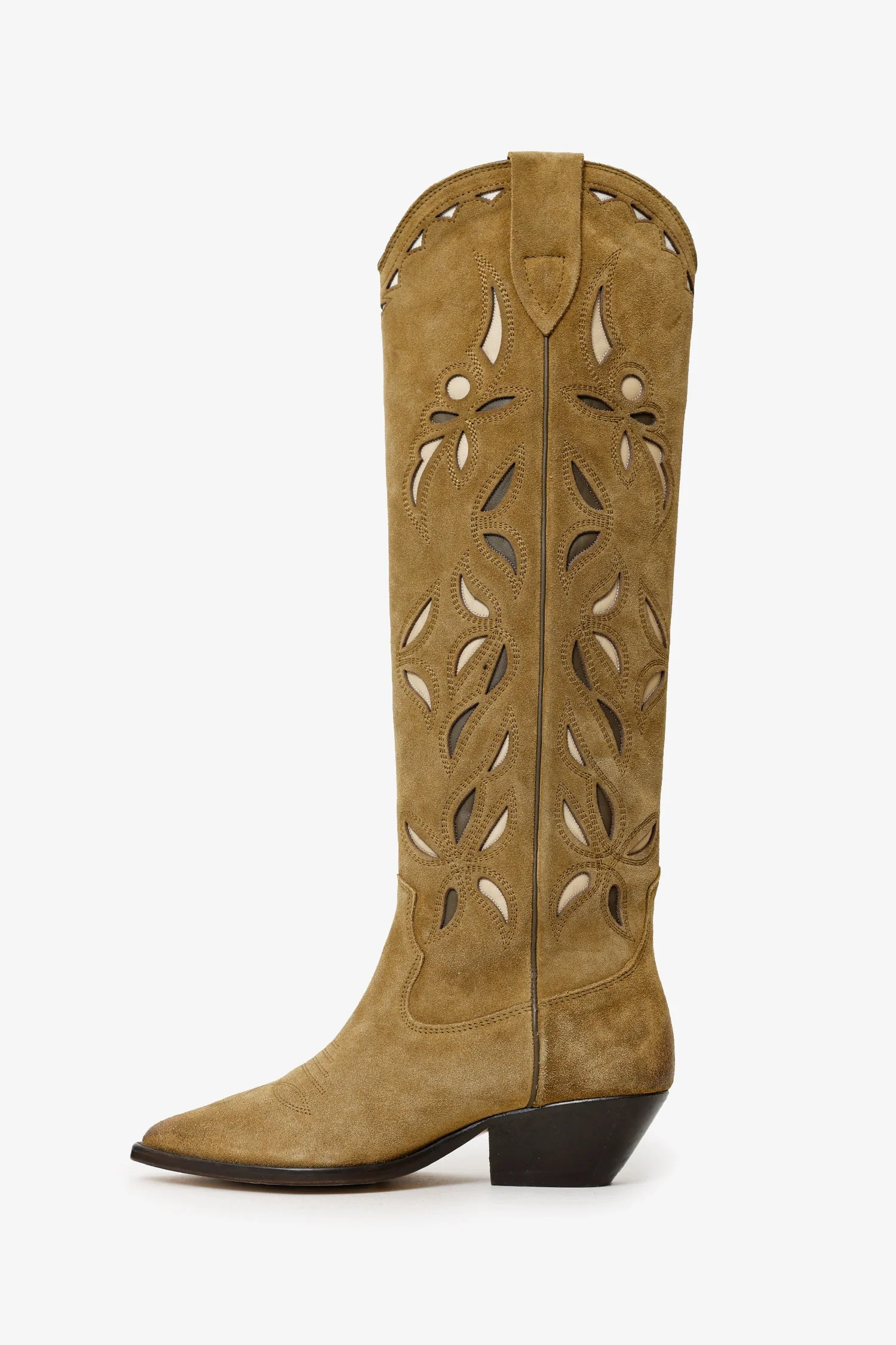 Isabel Marant Khaki Green Suede Denvee 40mm Cowboy Boots Size 37 - Image 5