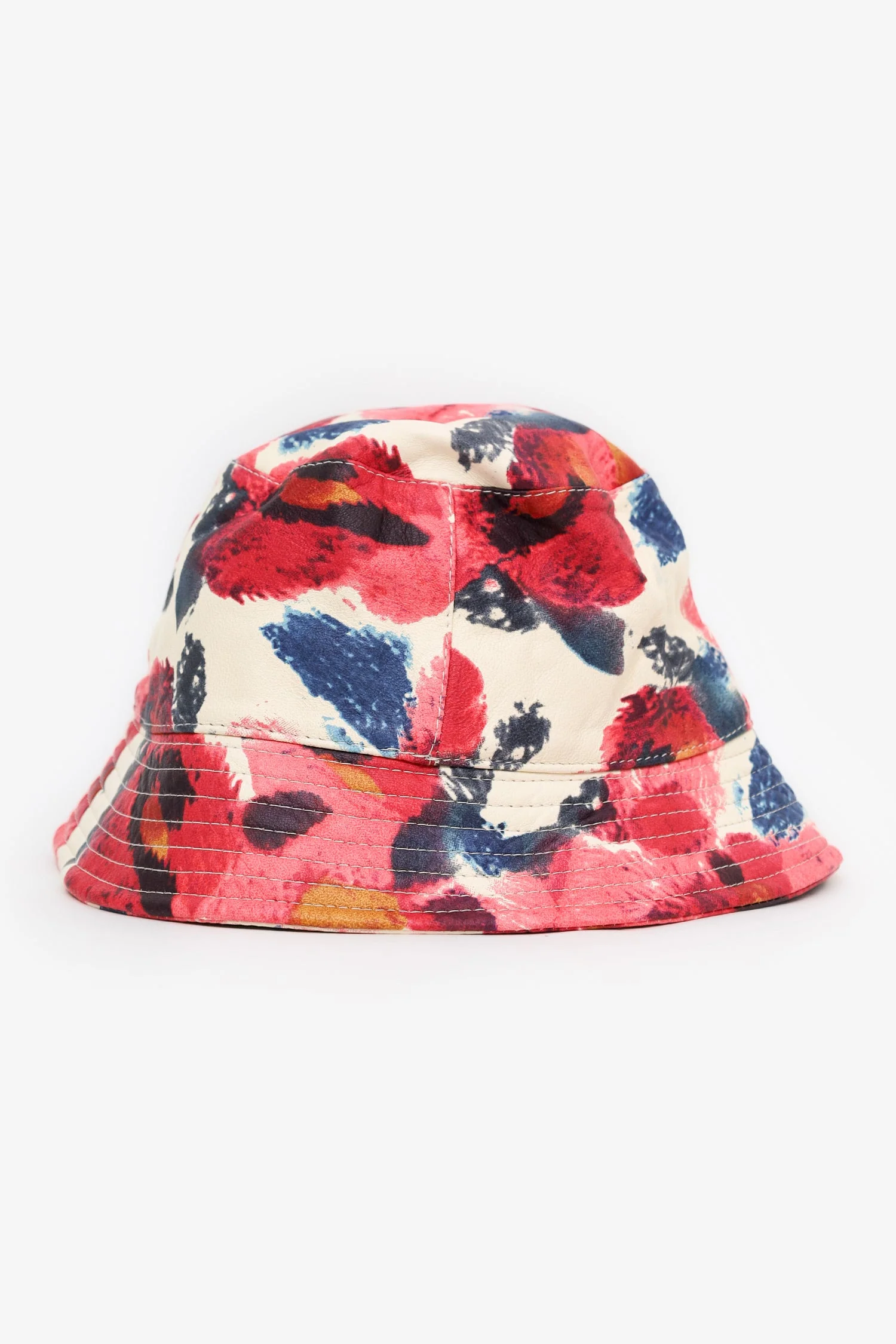Isabel Marant Pink/Multicolour Leather Floral Print Haley Bucket Hat Size 57 - Image 3