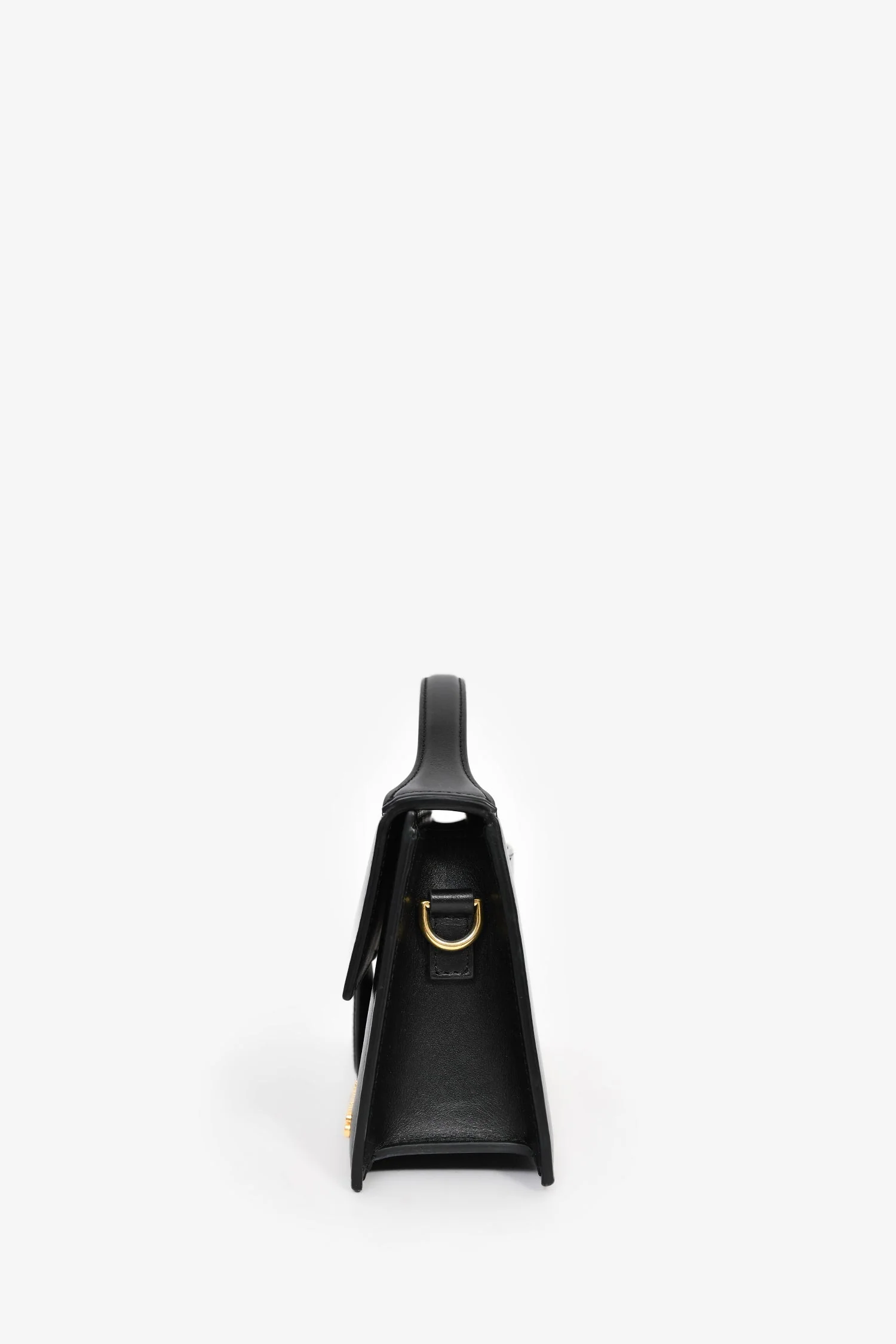 Jacquemus Black Leather 'Le Bambino' Large Shoulder Bag with Strap - Image 4
