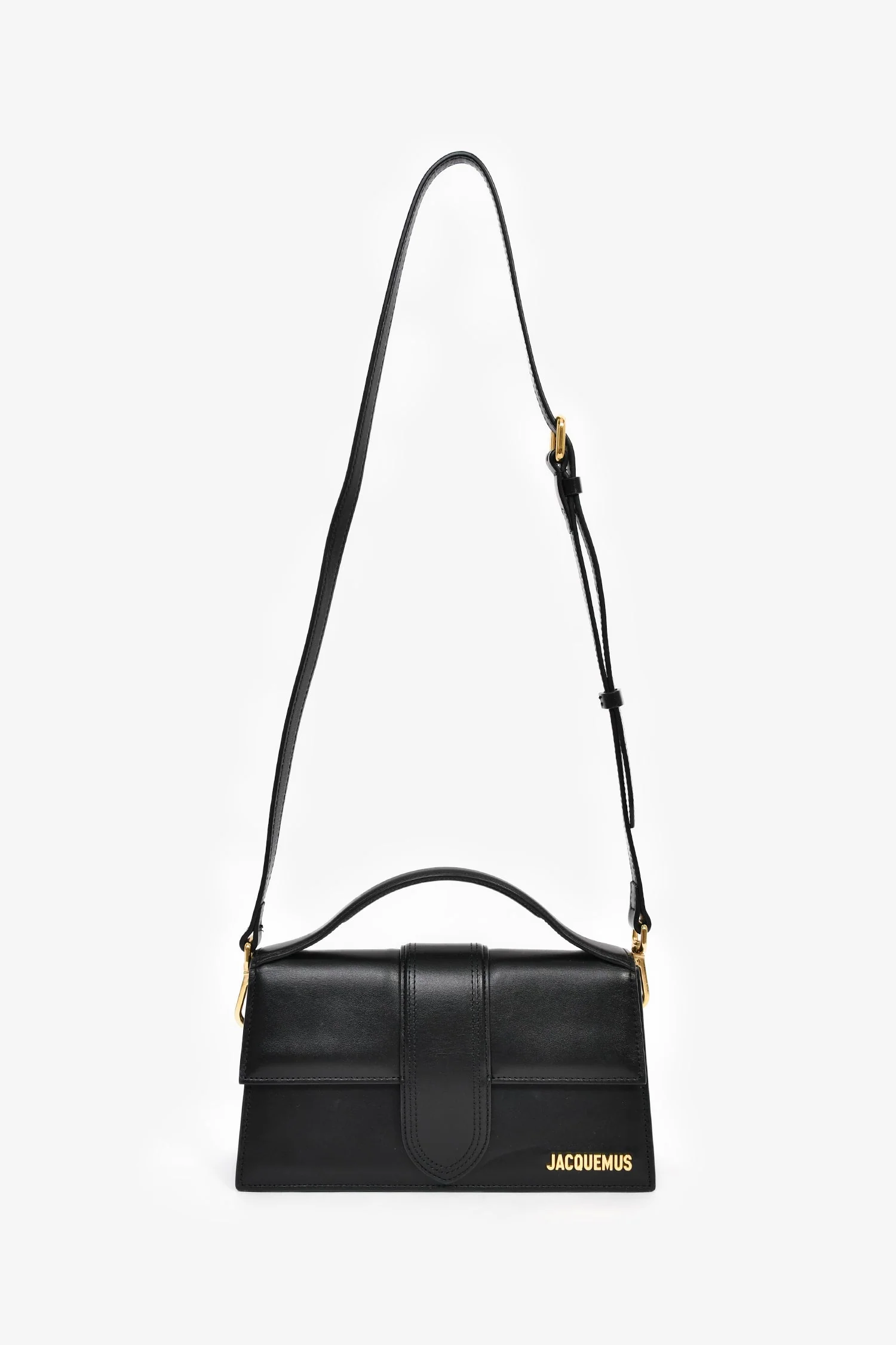 Jacquemus Black Leather 'Le Bambino' Large Shoulder Bag with Strap - Image 7