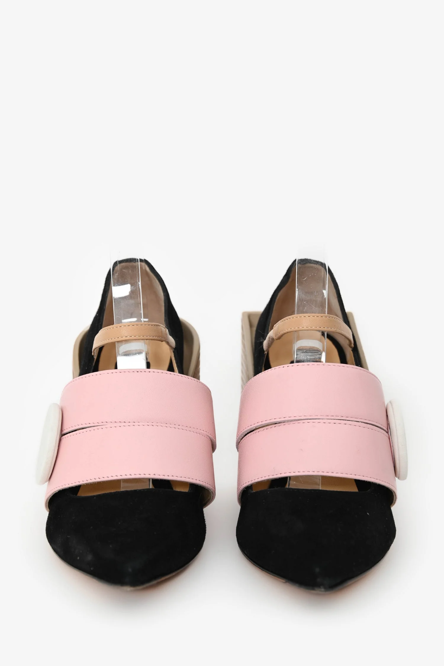Jacquemus Black/Pink Suede Geometric Block Heels Size 37 - Image 3