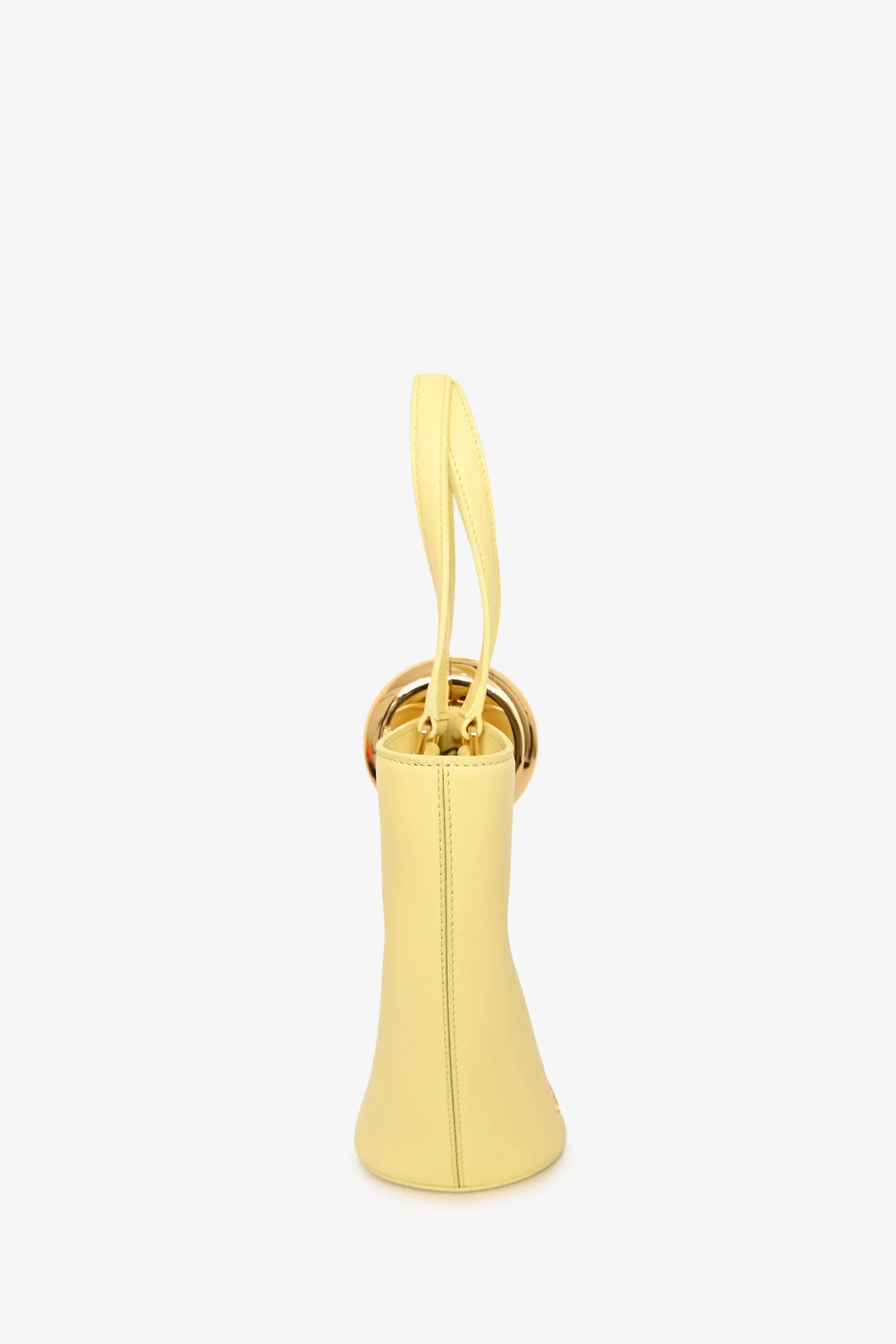 Jacquemus Light Yellow Leather Le Petit Bambola Bucket Bag with Strap - Image 3